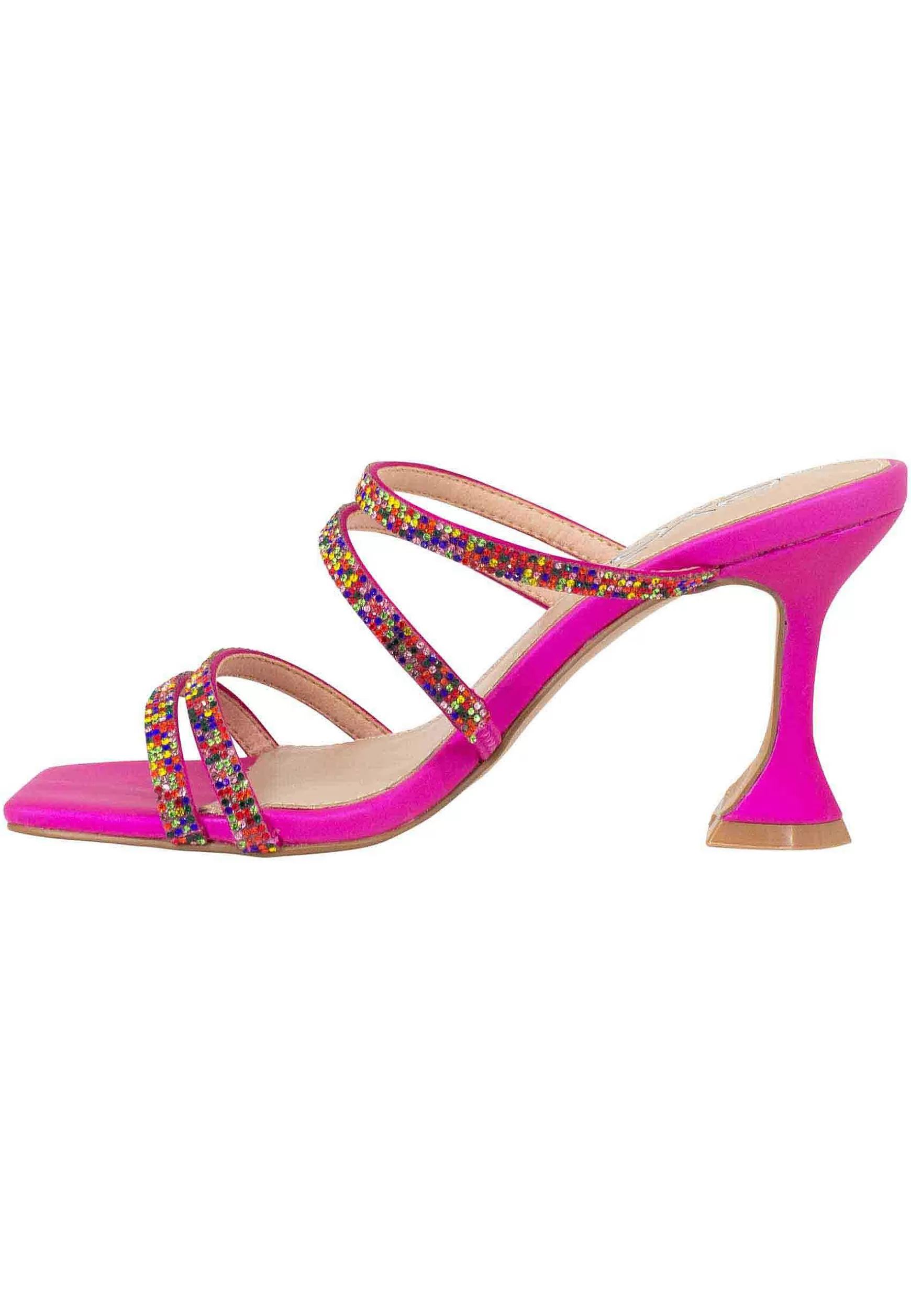 Sandali Donna In Tessuto Fuxia Con Tacco Alto E Strass Multicolore*Exe Cheap