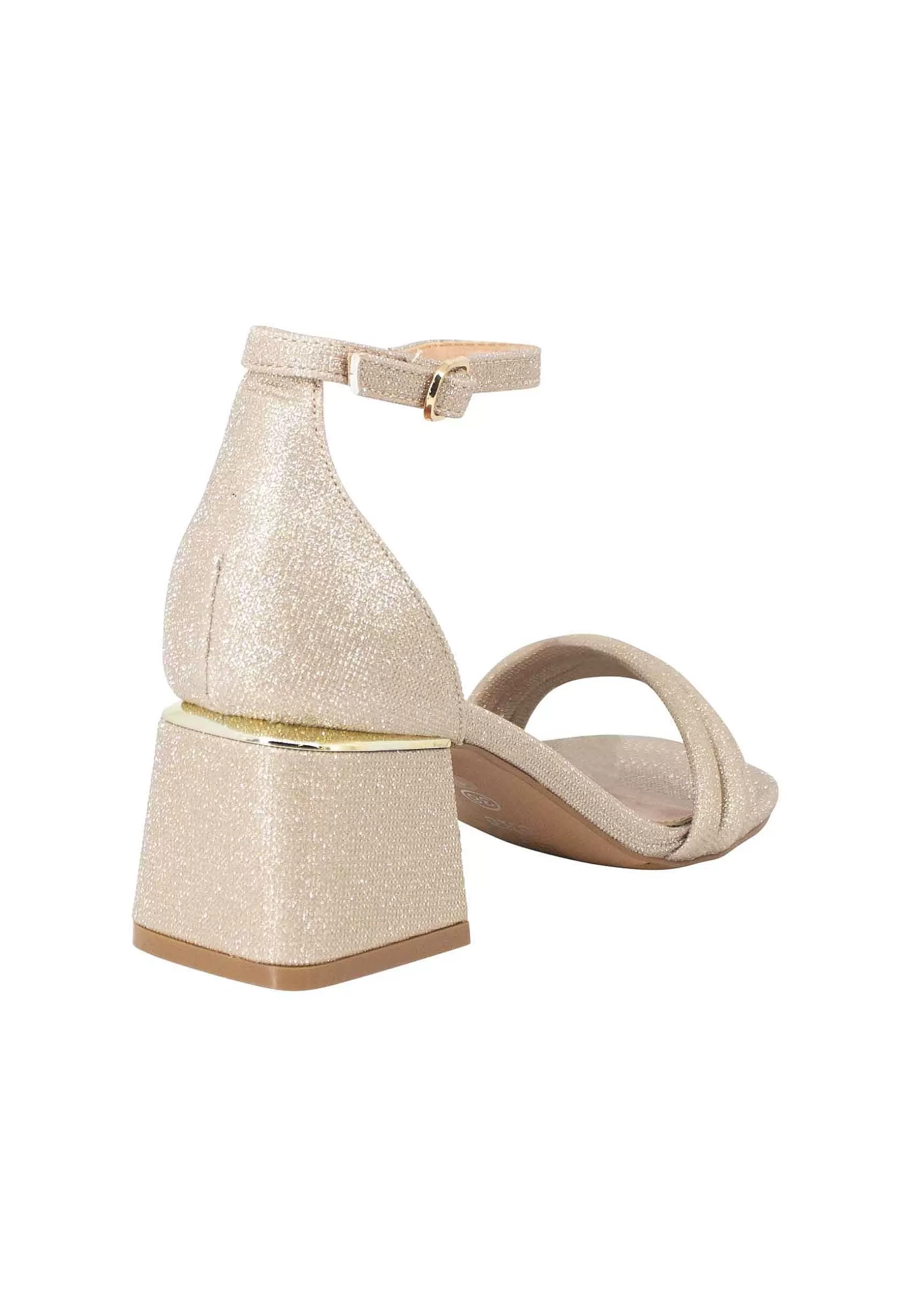 Sandali Donna In Tessuto Glitter Oro Con Tallone Chiuso E Cinturino Alla Caviglia*Exe Hot