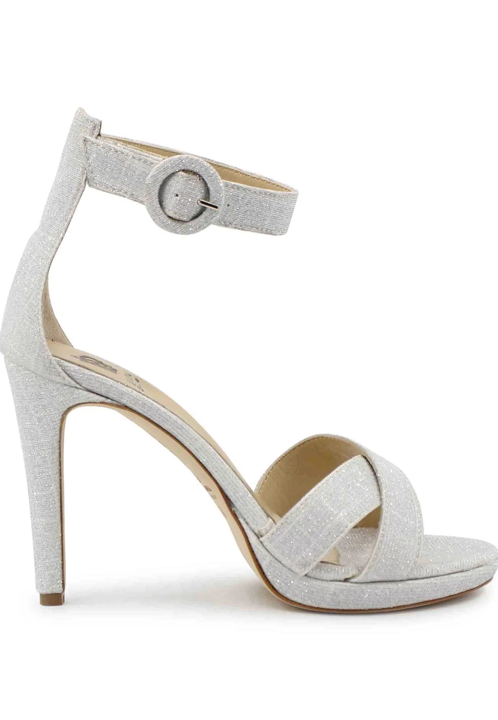 Sandai Donna In Tessuto Off White Con Tacco Ato E Cinturino Aa Cavigia*L Outlet
