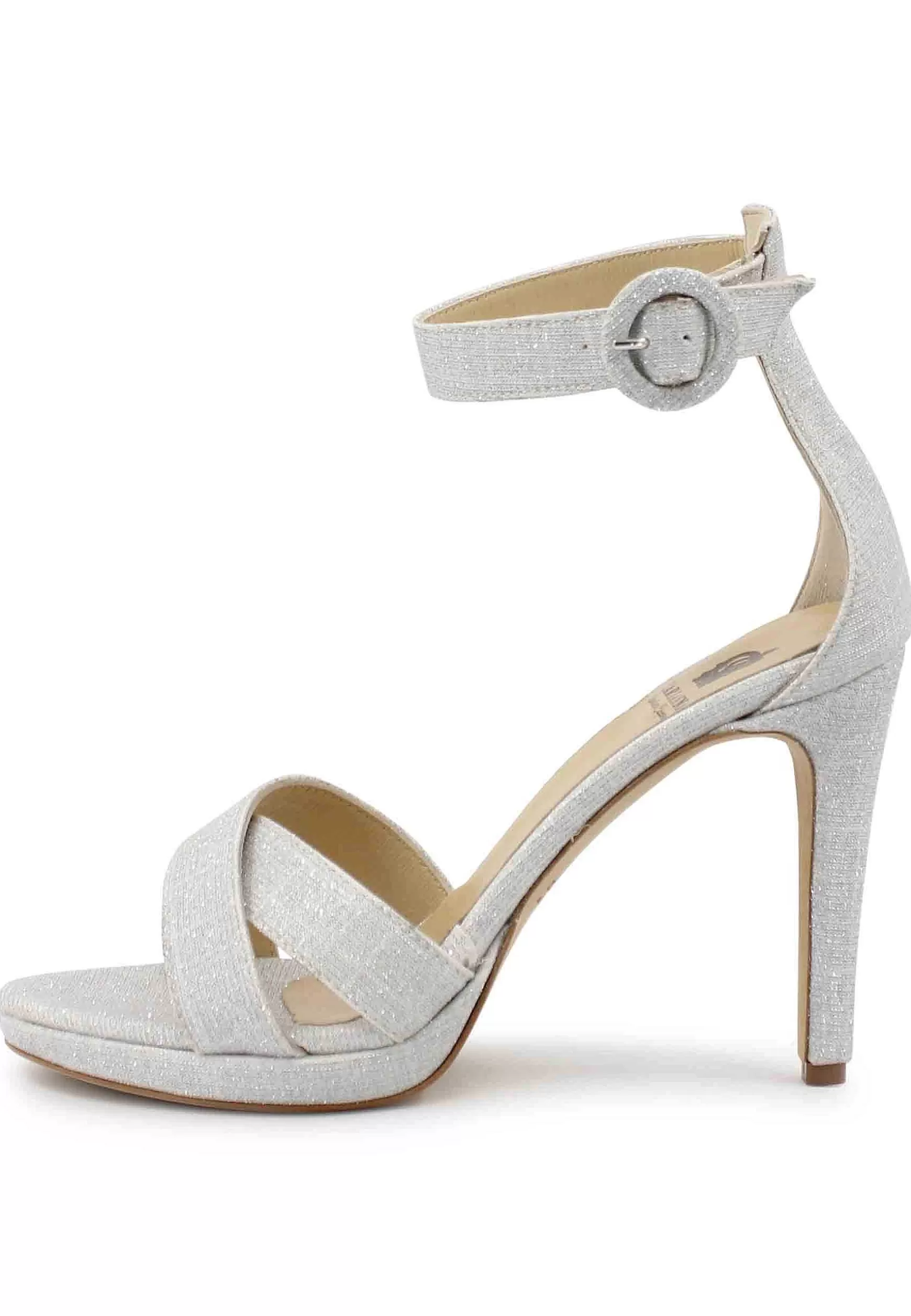 Sandai Donna In Tessuto Off White Con Tacco Ato E Cinturino Aa Cavigia*L Outlet