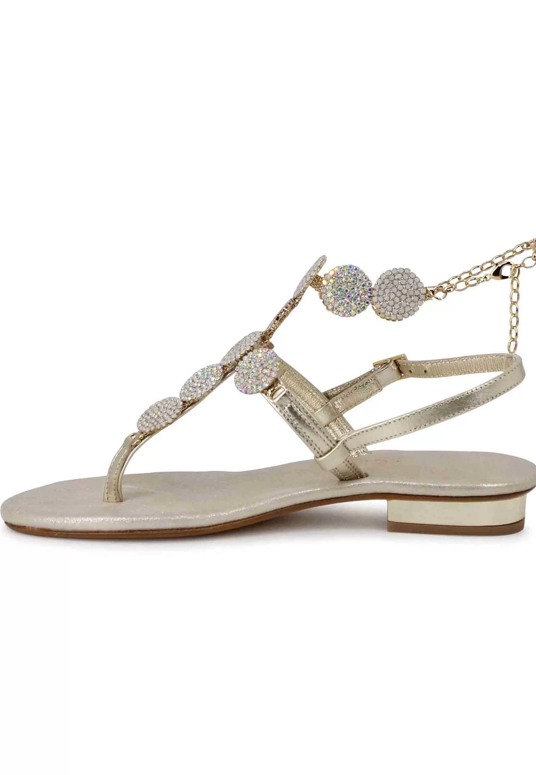Sandali Donna Infradito Gioiello In Pelle Platino Con Tacco Basso Argento** Shop