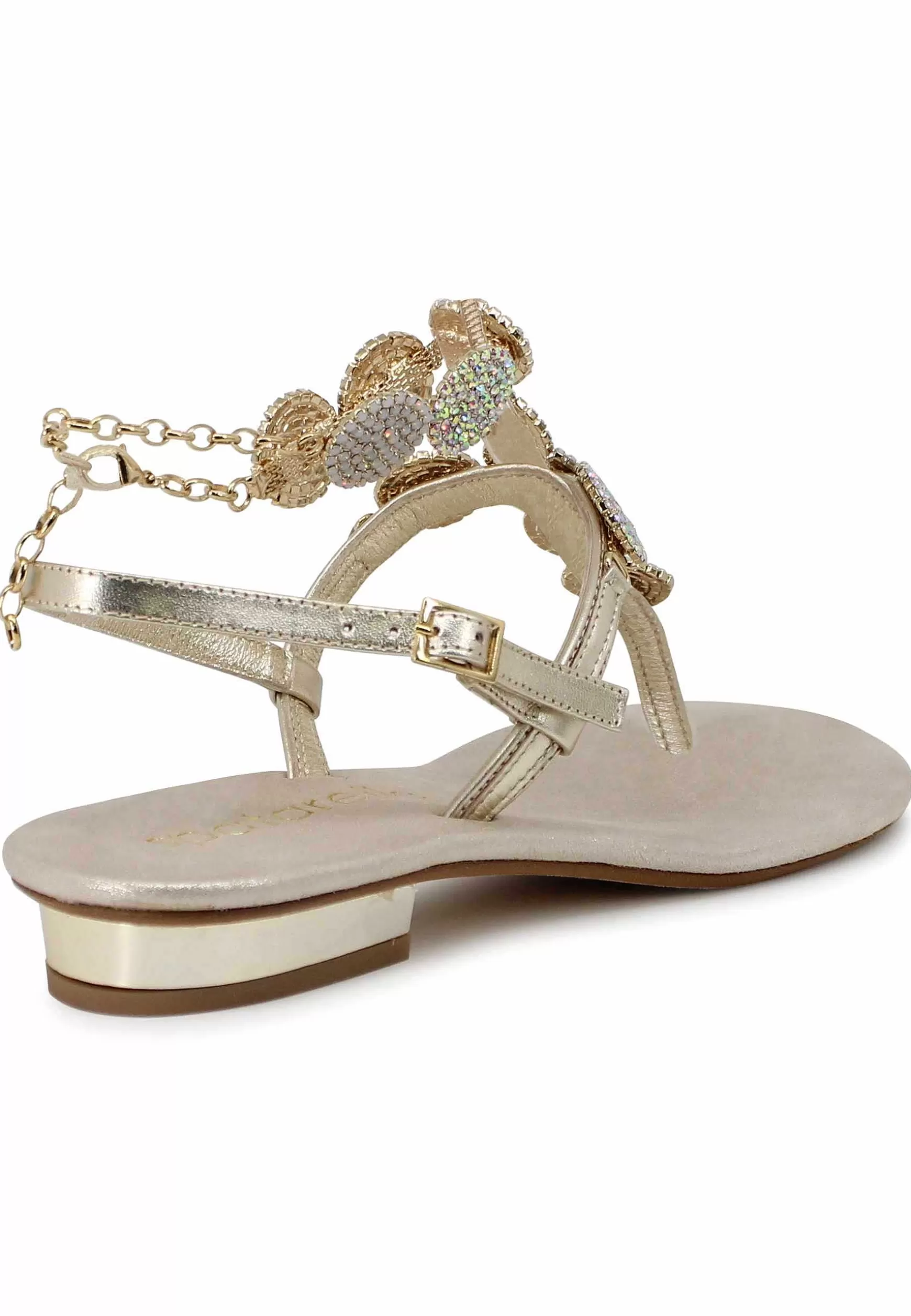 Sandali Donna Infradito Gioiello In Pelle Platino Con Tacco Basso Argento** Shop