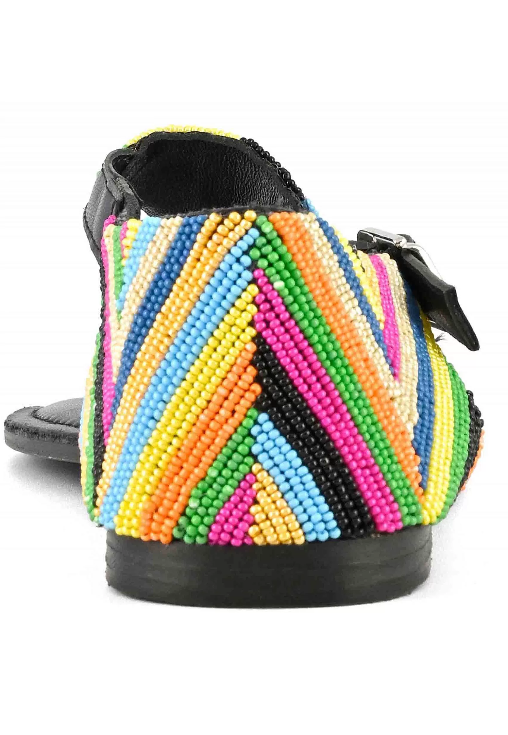 Sandali Donna Infradito In Pelle Nera Con Tallone Chiuso E Tacco Basso*Coral Blue Best