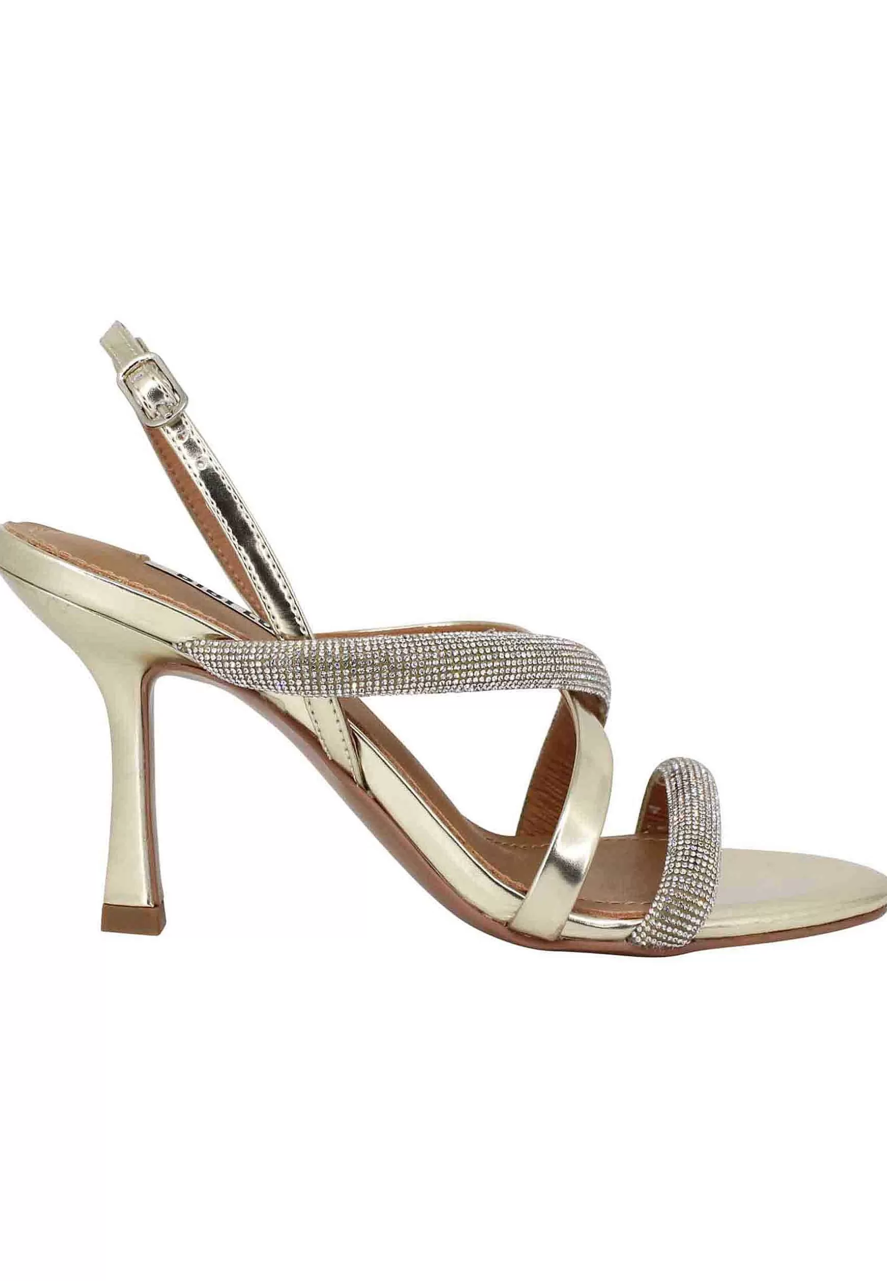 Sandali Donna Nadine In Pelle Oro Con Strass In Tinta E Tacco Alto*Bibi Lou Cheap