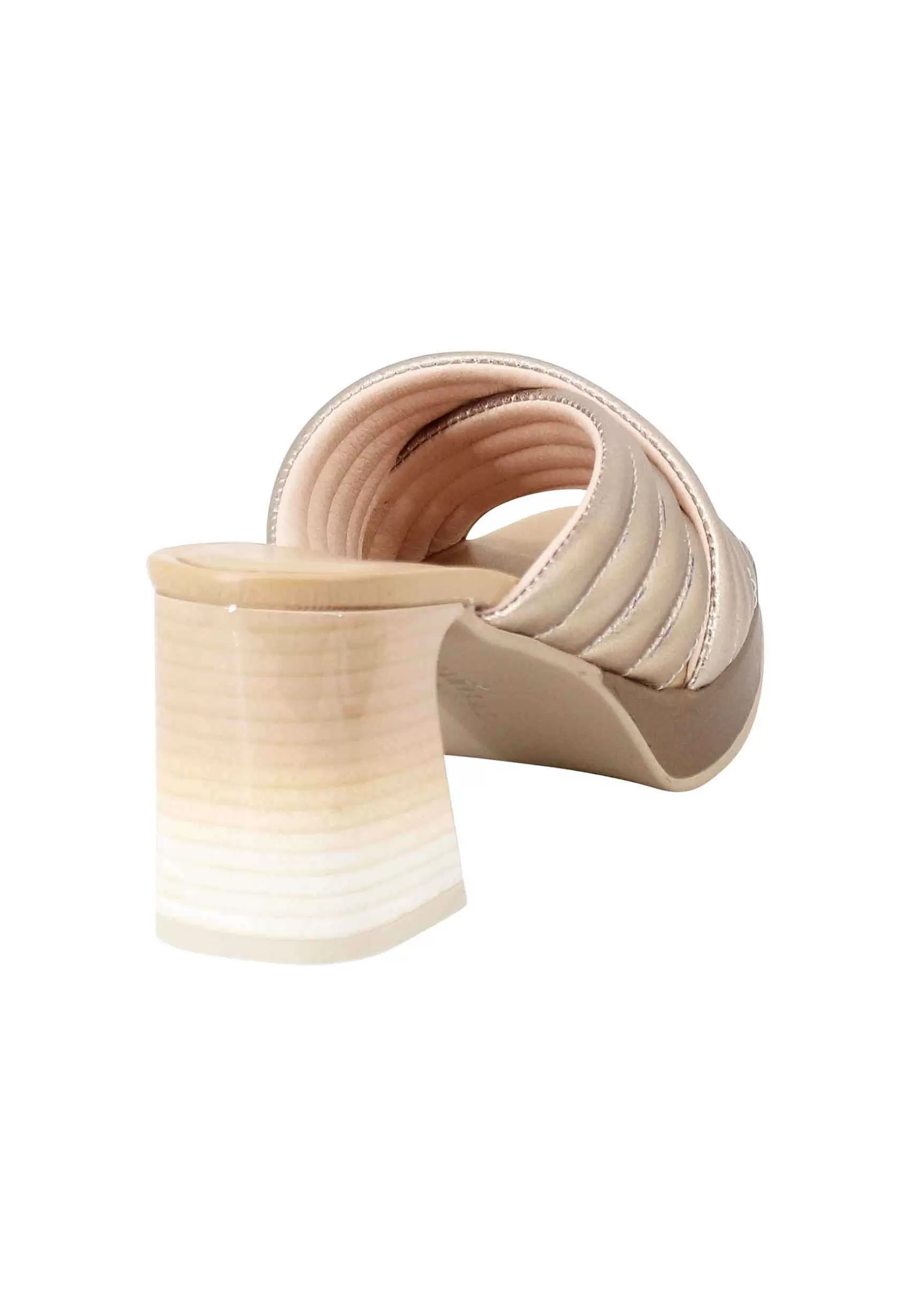 Sandali Donna Odina In Pelle Laminata Platino Con Tacco Sfumato E Plateau*Hispanitas New