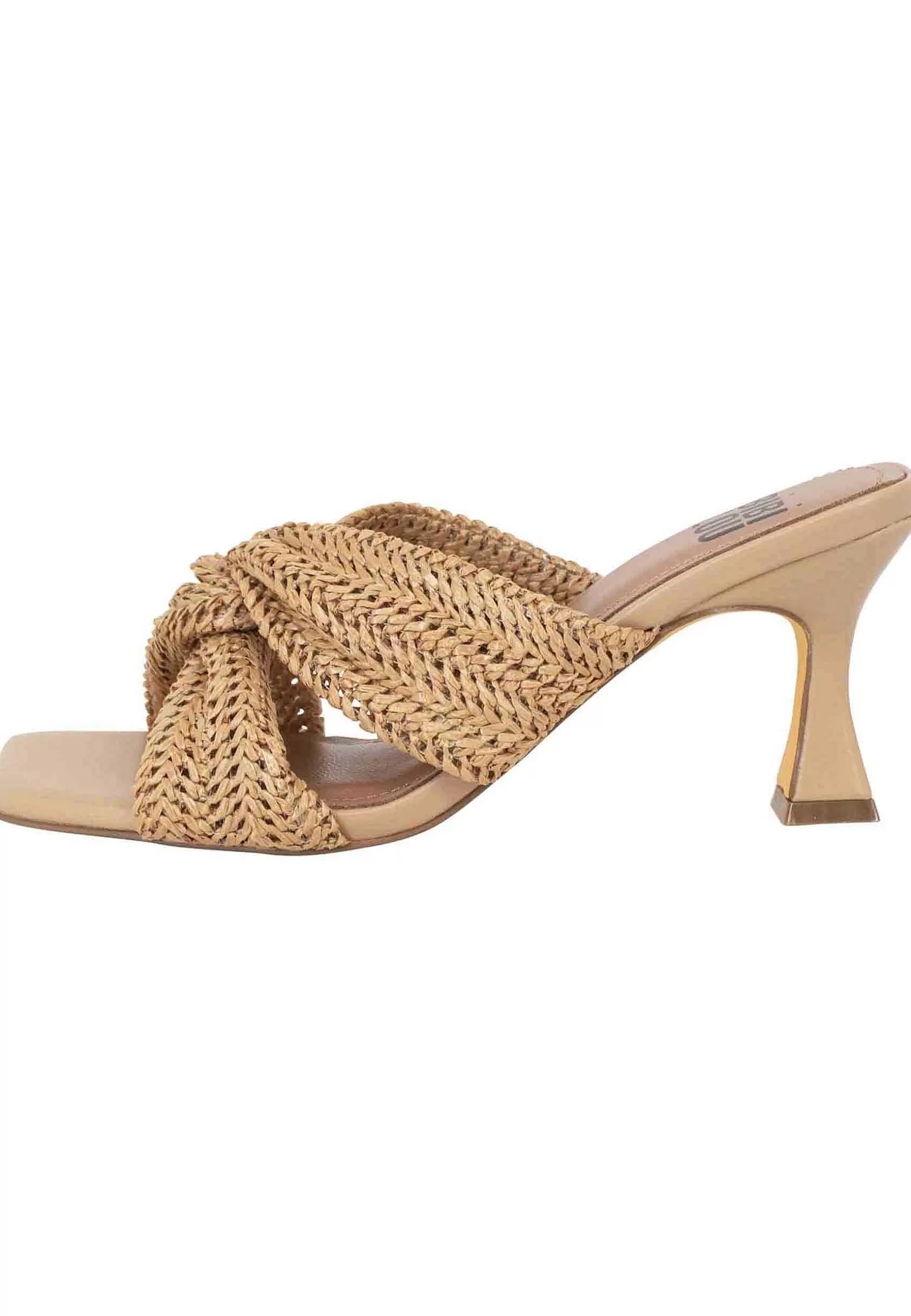 Sandali Donna Suize Tacco Alto In Pelle E Tessuto Cuoio Con Punta Quadra*Bibi Lou Shop