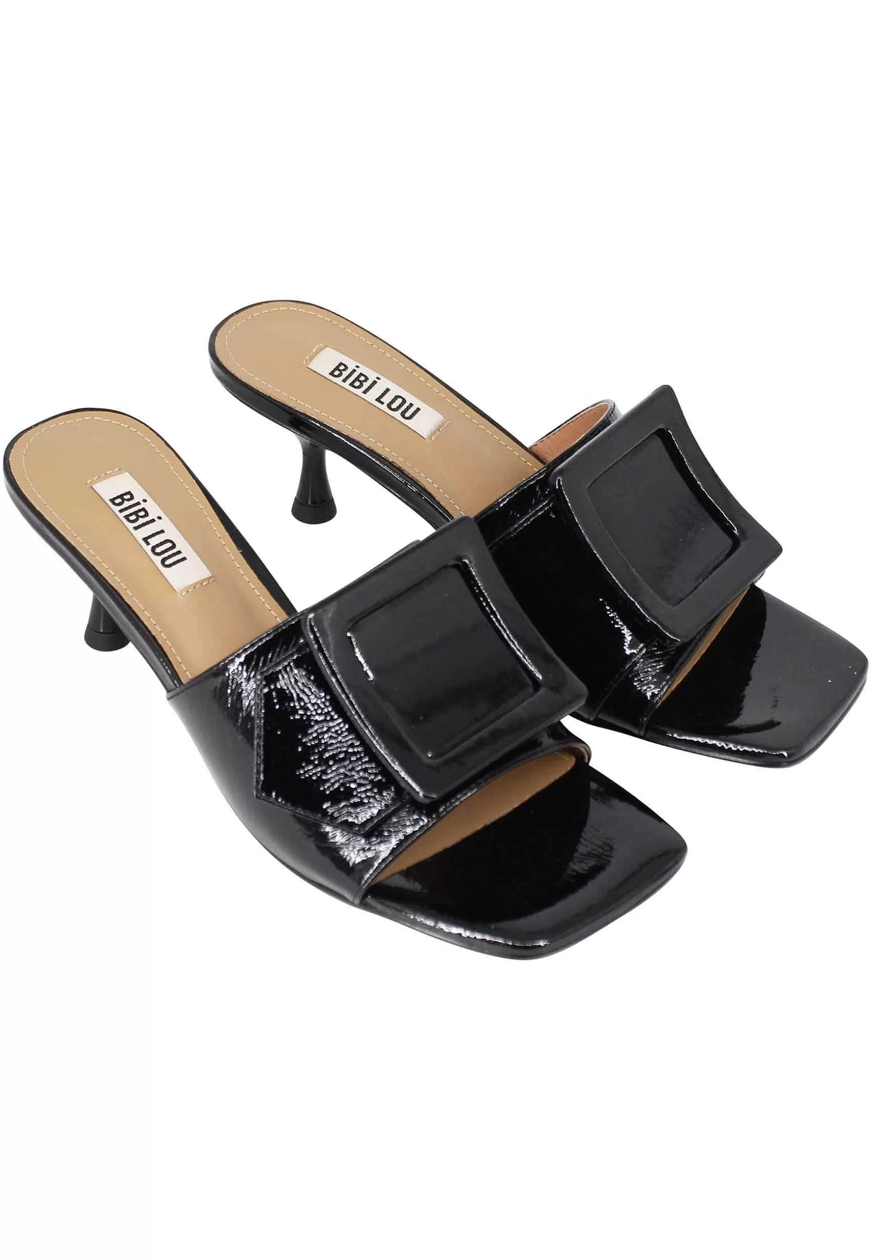 Sandali Donna Susan In Pelle Nera Con Fibbia In Tinta*Bibi Lou Outlet