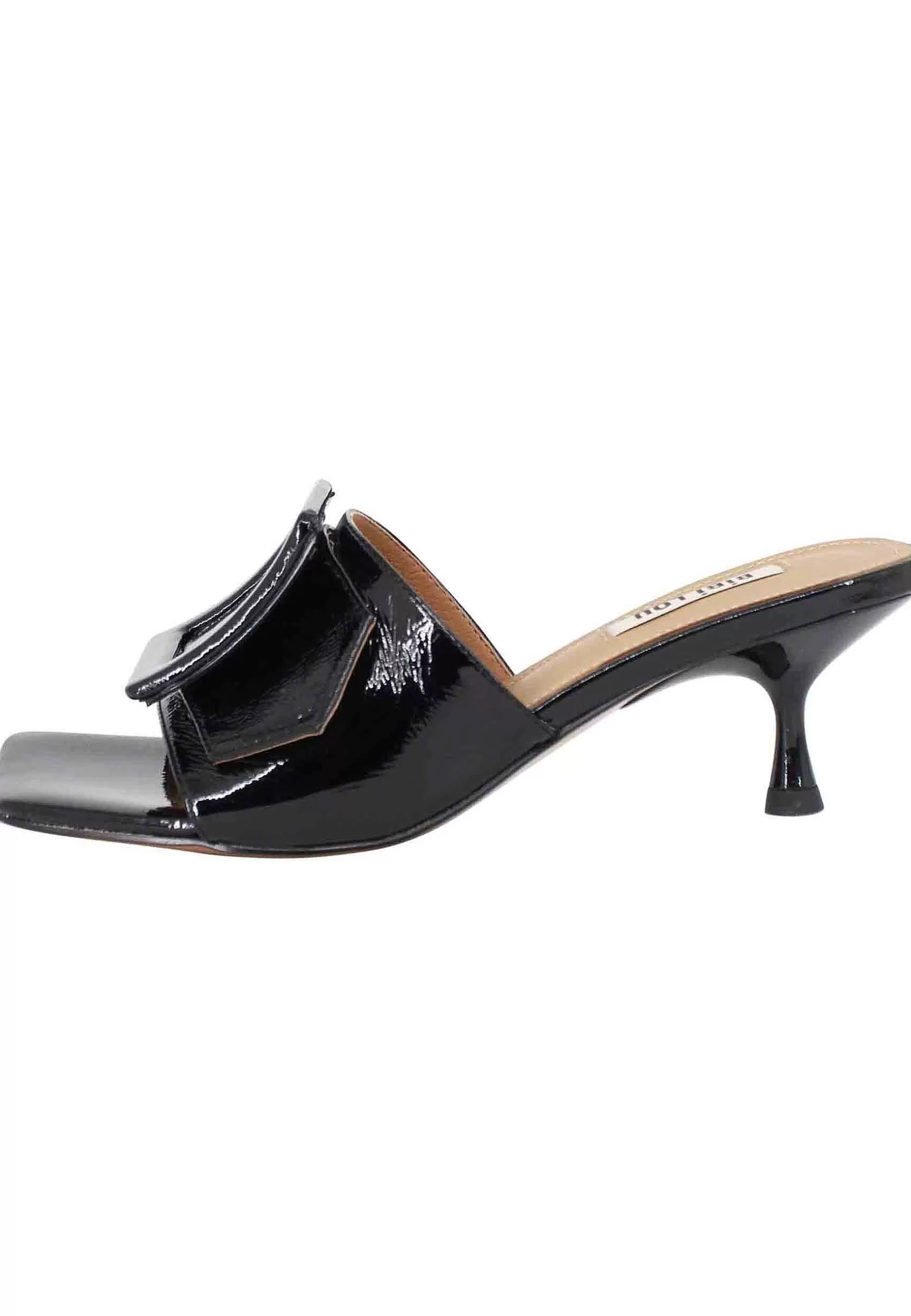 Sandali Donna Susan In Pelle Nera Con Fibbia In Tinta*Bibi Lou Outlet
