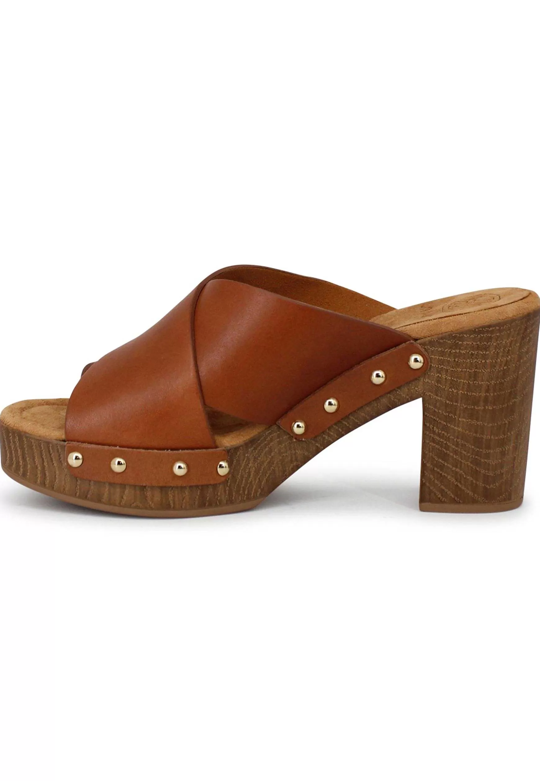 Sandali Donna Tapia In Pelle Cuoio Zeppa Alta In Legno*Unisa Best Sale