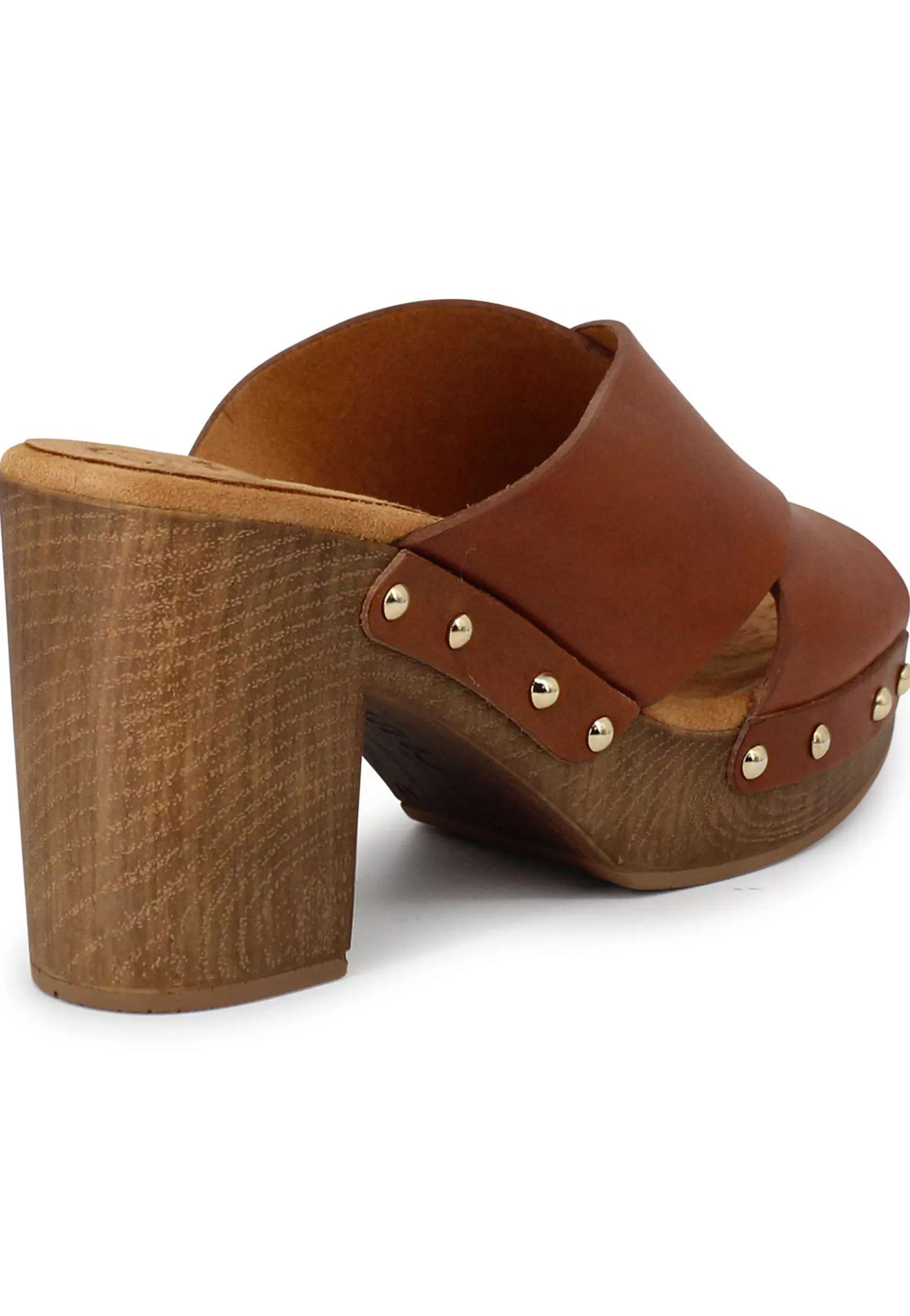 Sandali Donna Tapia In Pelle Cuoio Zeppa Alta In Legno*Unisa Best Sale