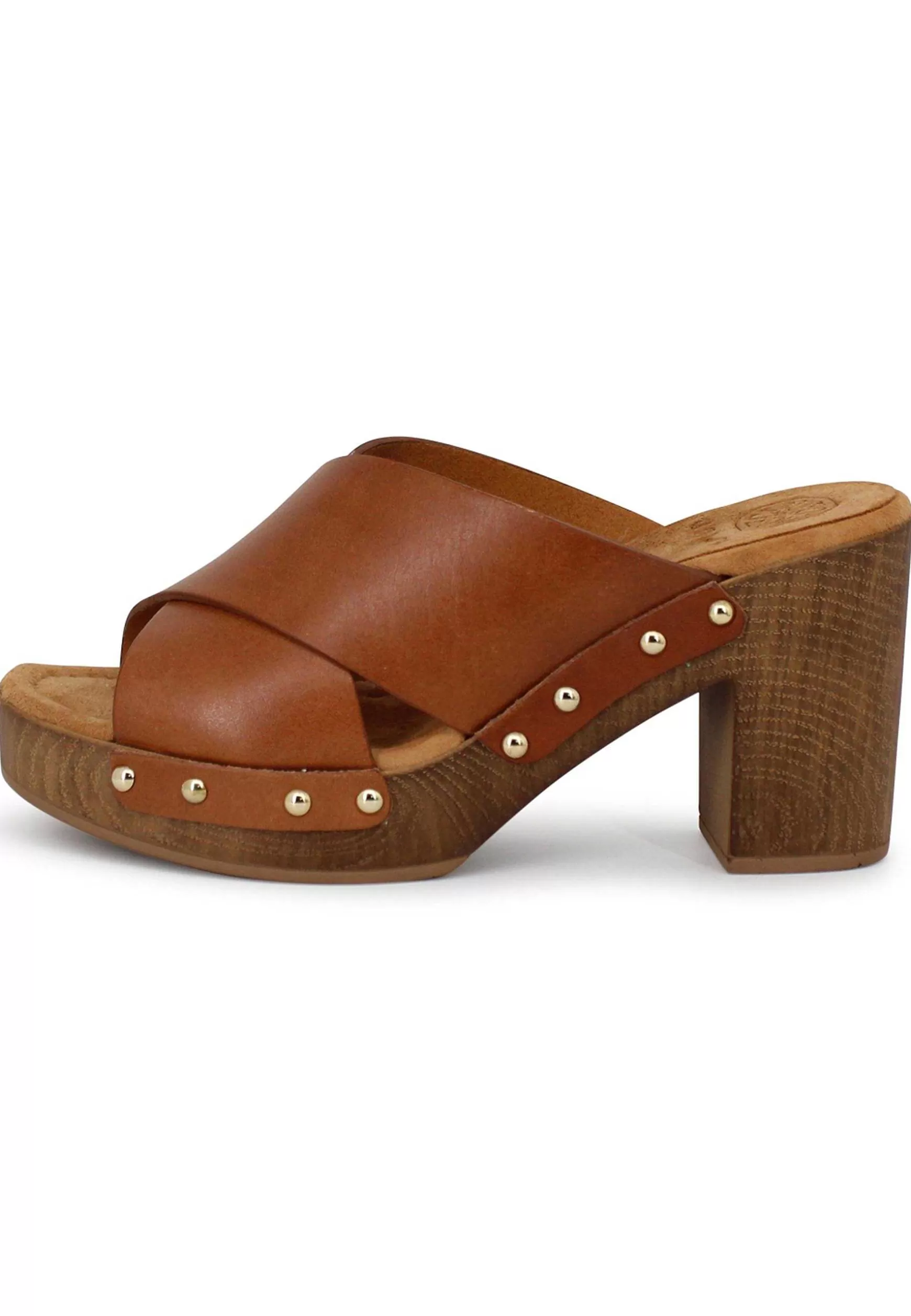 Sandali Donna Tapia In Pelle Cuoio Zeppa Alta In Legno*Unisa Best Sale