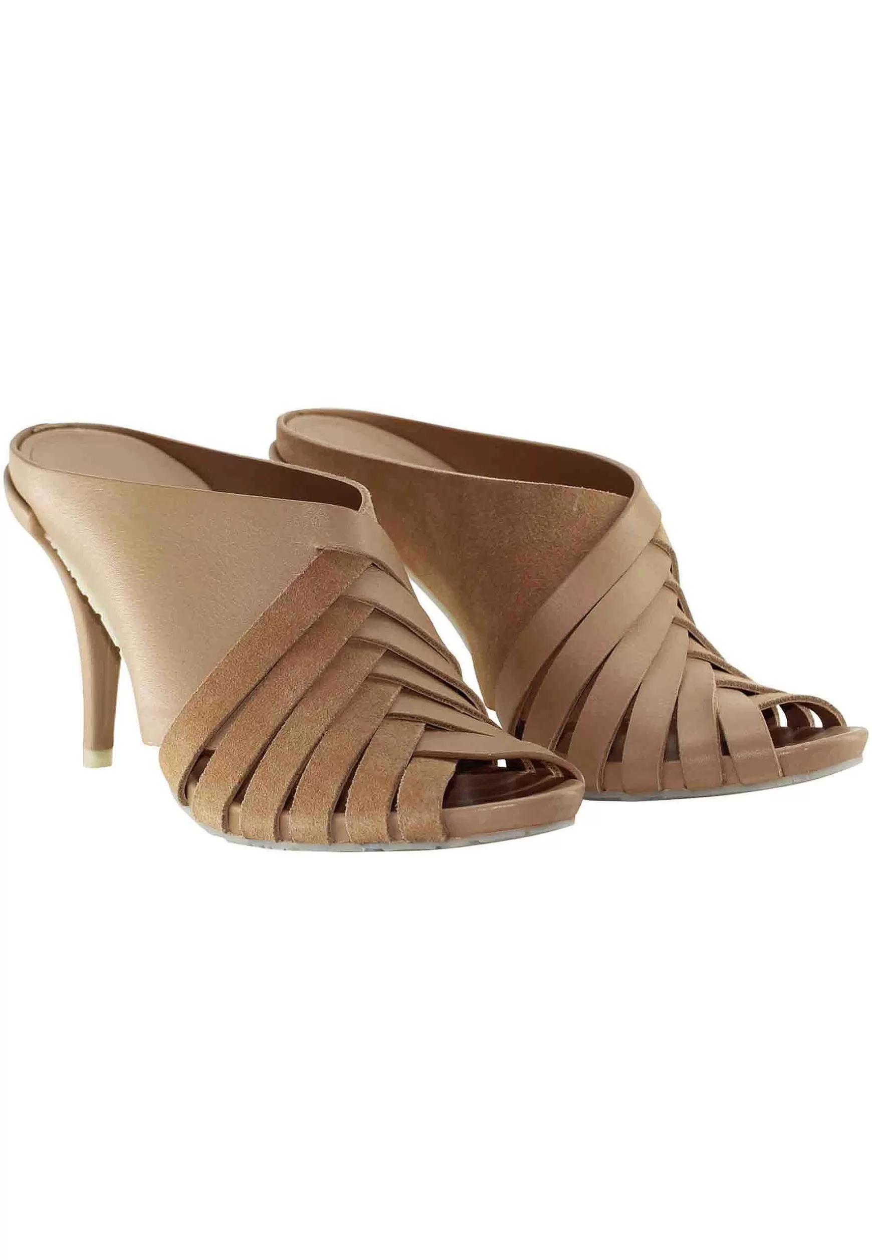 Sandali Donna Yeraldi In Pelle E Camoscio Cuoio Tono Su Tono E Tacco Alto*Pedro Garcia Flash Sale