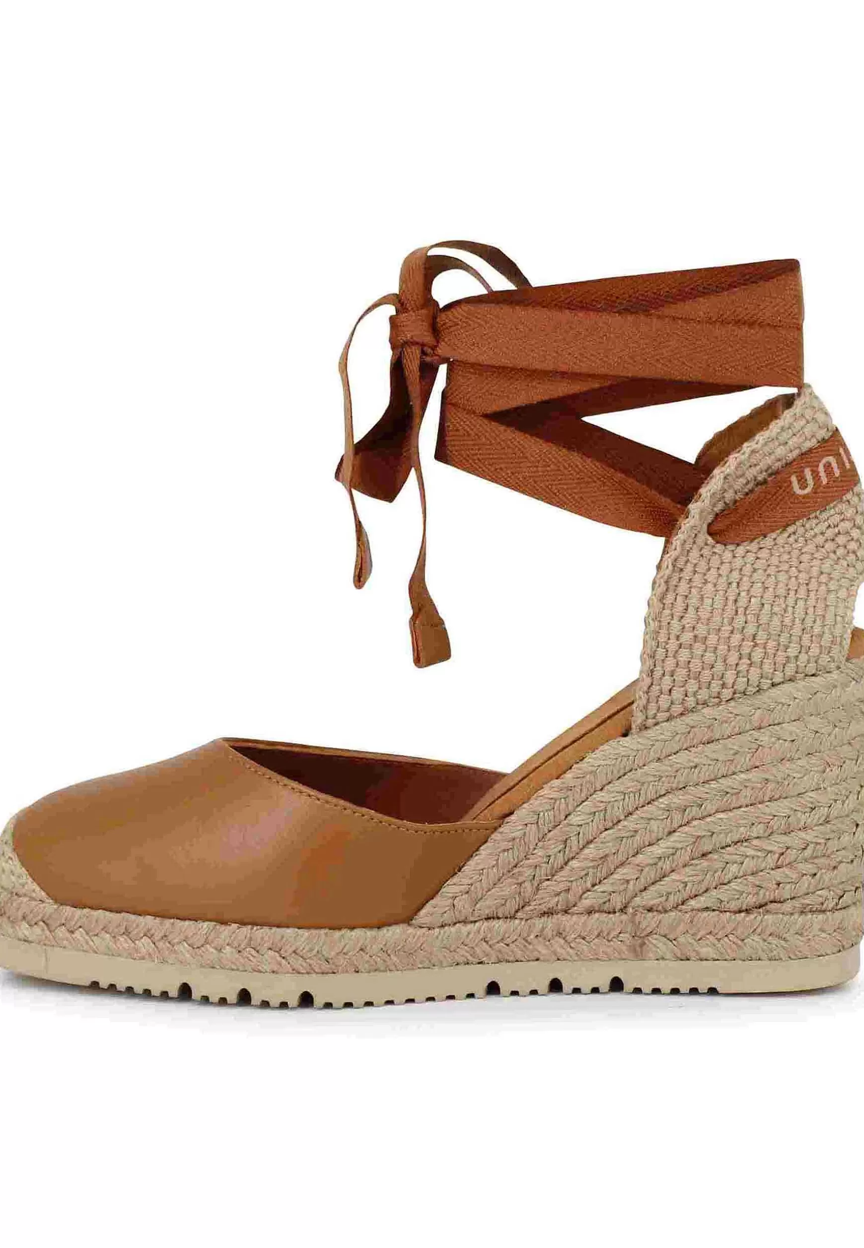 Sandali Espadrillas Donna In Pelle Cuoio Con Lacci Alla Caviglia E Zeppa Alta*Unisa Cheap