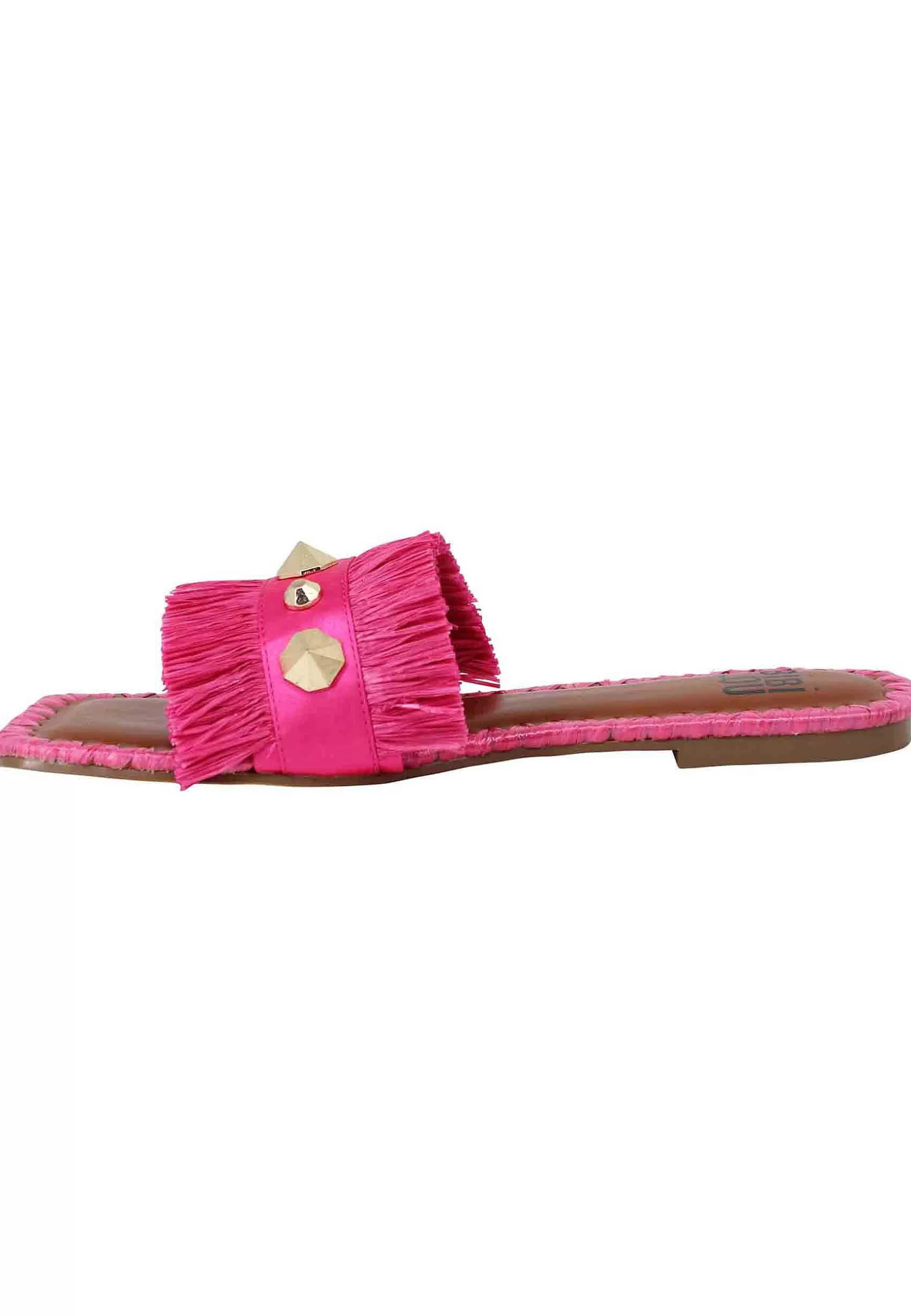 Sandali Flat Alexis Donna Tessuto Sfrangiato Fuxia Con Borchie*Bibi Lou Best Sale