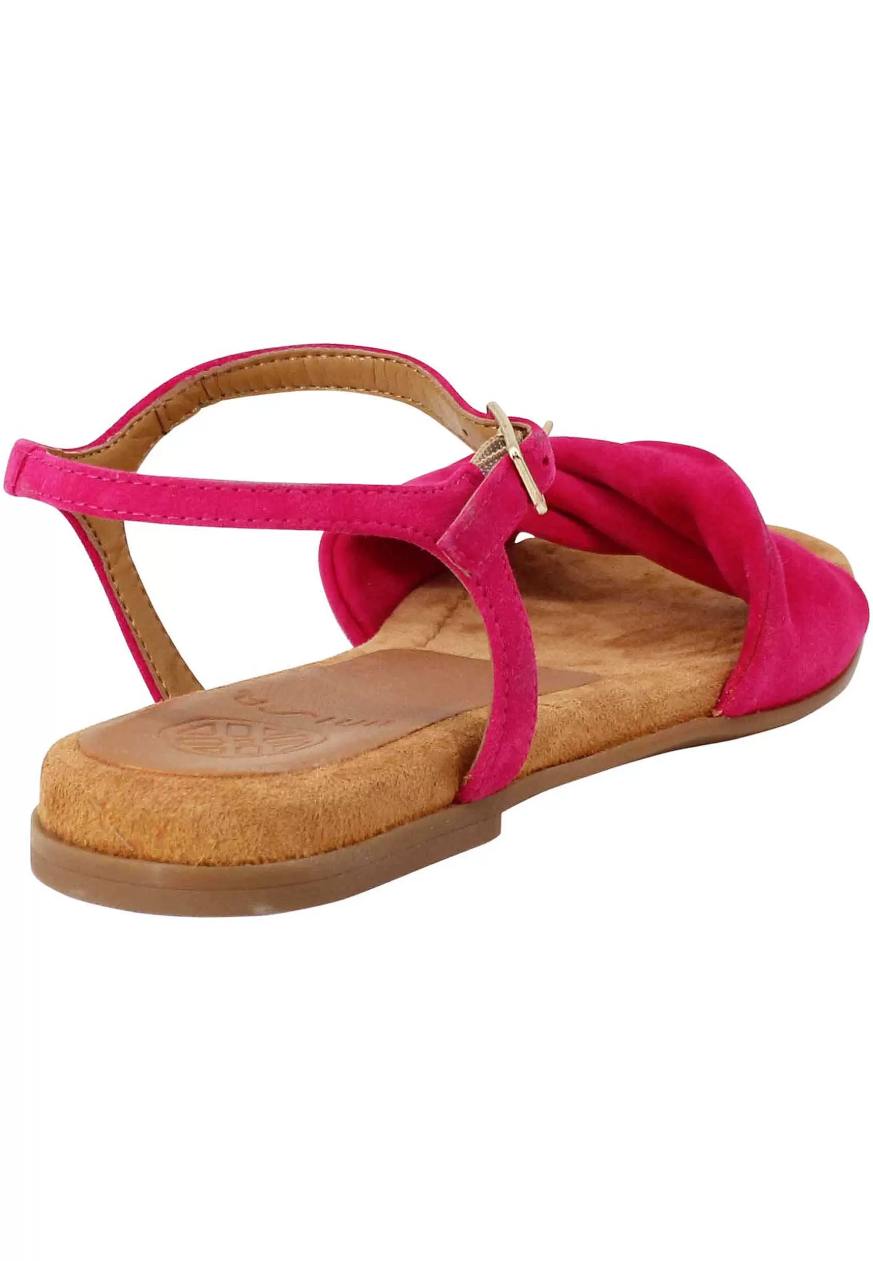 Sandali Flat Donna In Camoscio Fragola Con Cinturino E Sottopiede Imbottito*Unisa Shop