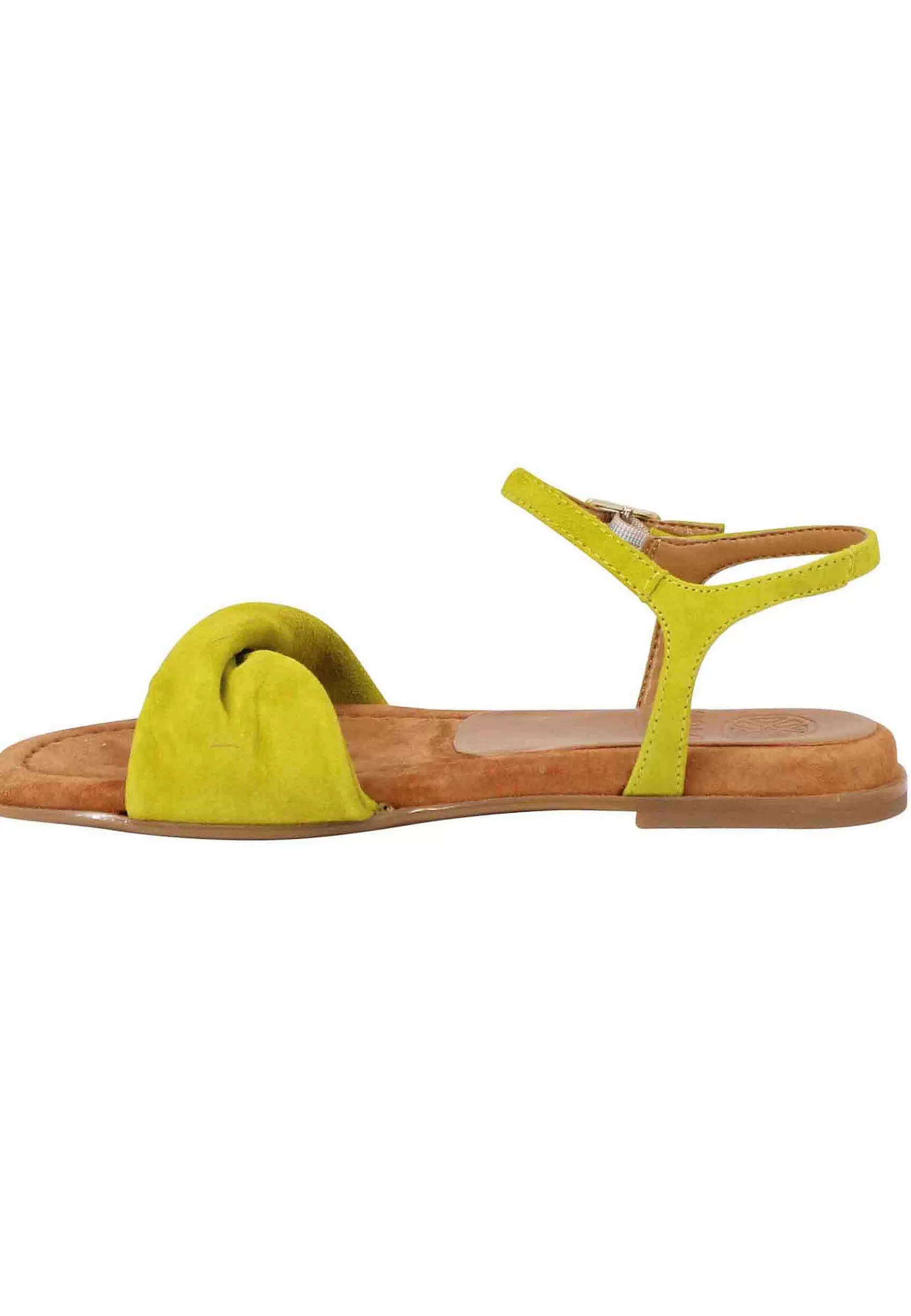 Sandali Flat Donna In Camoscio Verde Con Cinturino E Sottopiede Imbottito*Unisa Outlet