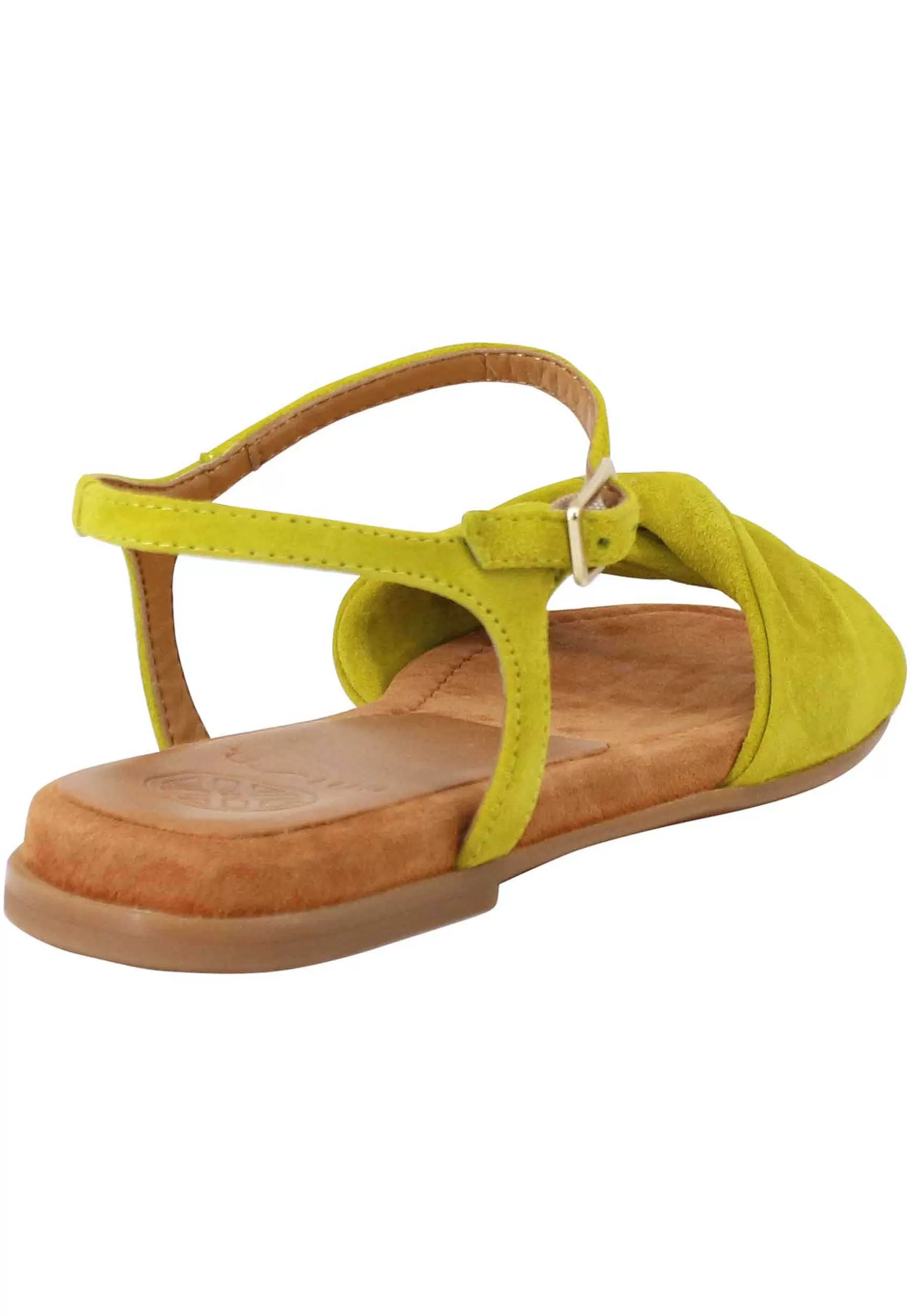 Sandali Flat Donna In Camoscio Verde Con Cinturino E Sottopiede Imbottito*Unisa Outlet