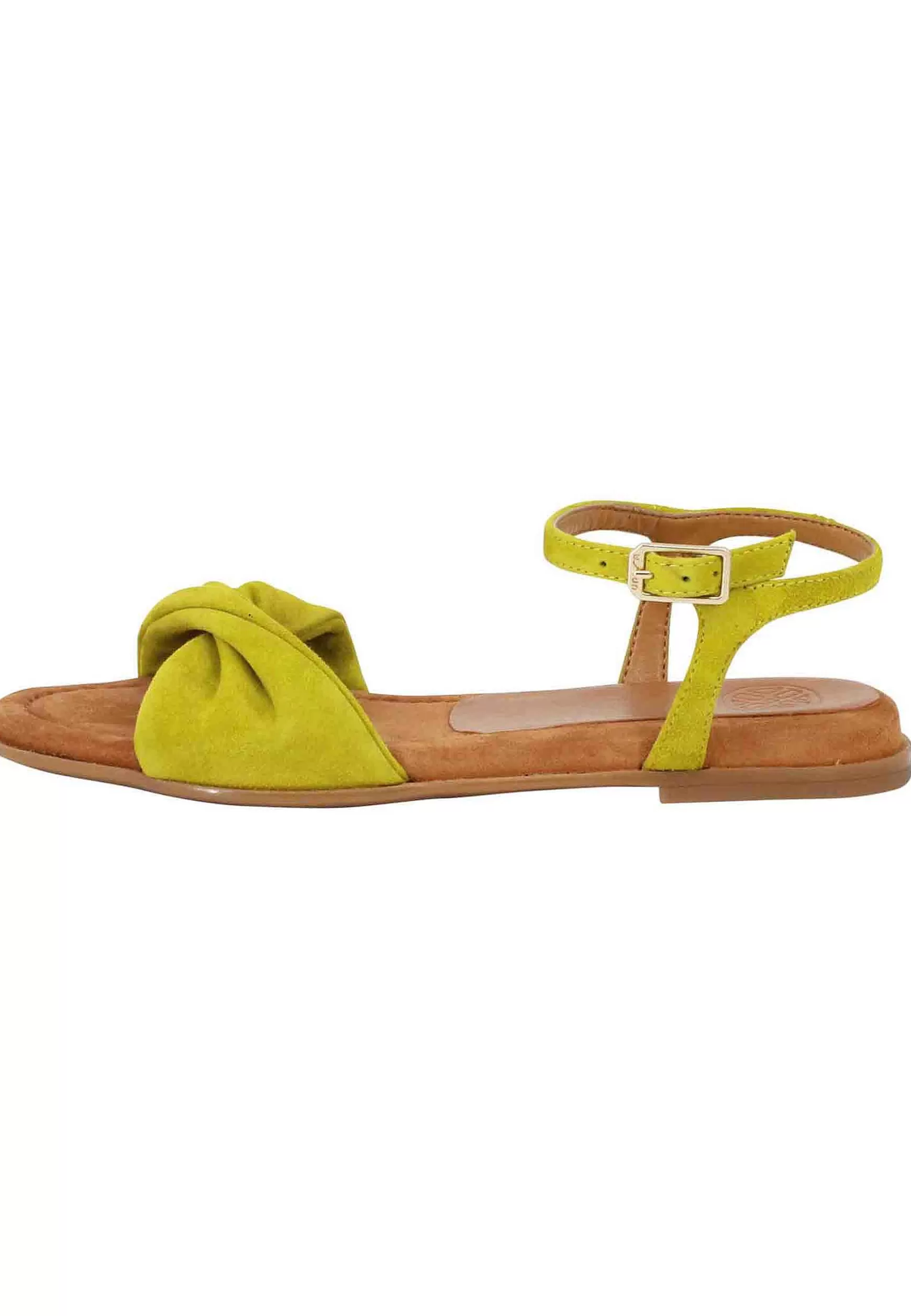 Sandali Flat Donna In Camoscio Verde Con Cinturino E Sottopiede Imbottito*Unisa Outlet