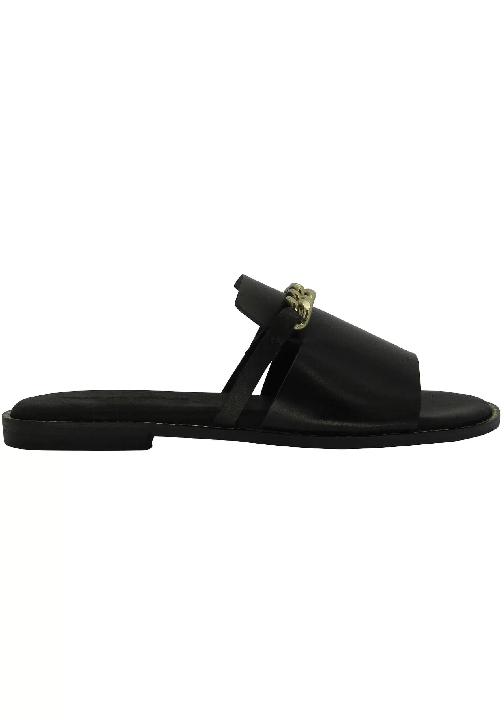 Sandali Flat Donna In Pelle Nera Con Catena Oro*Tsakiris Mallas Discount