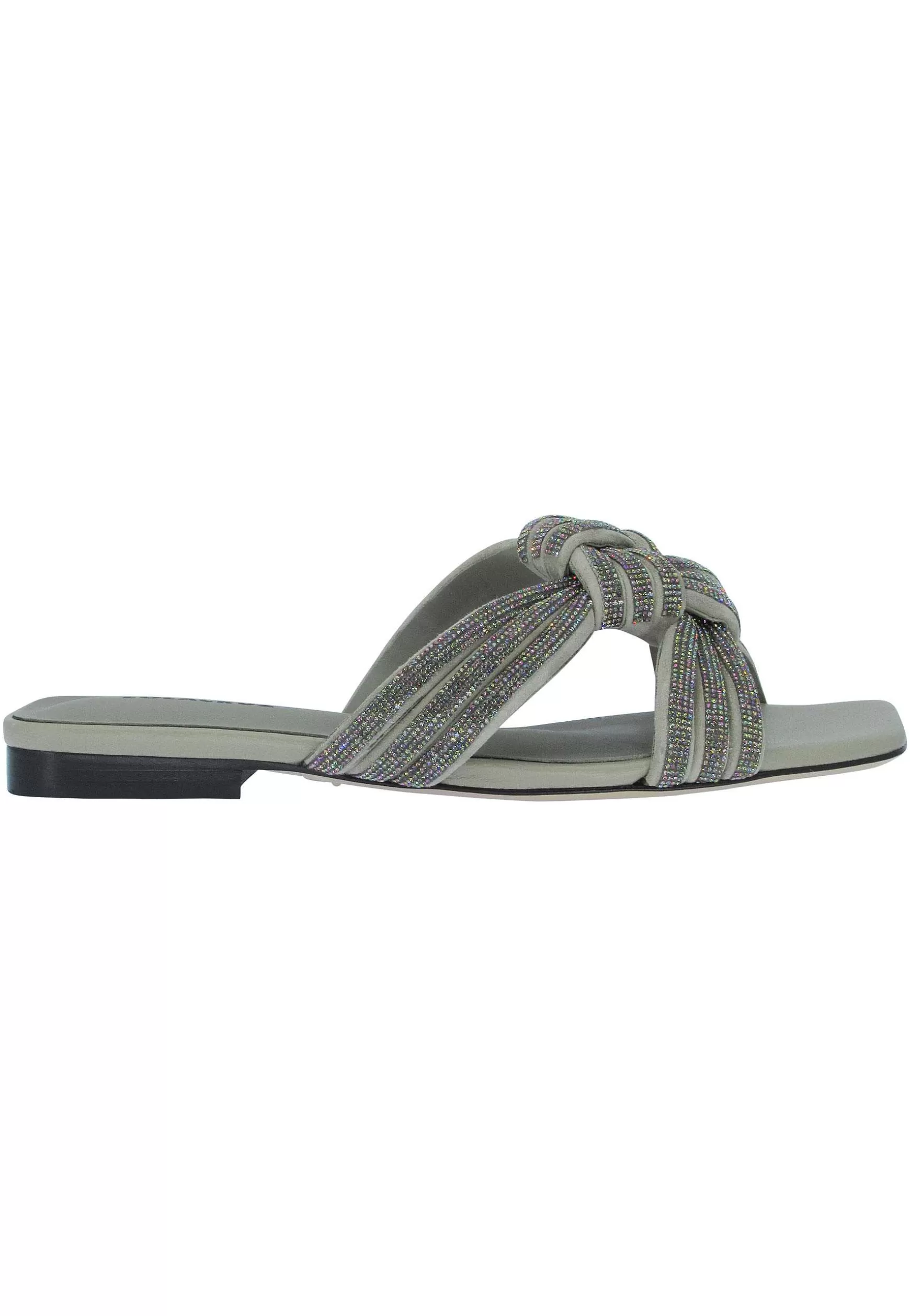 Sandali Flat Donna Karin In Pelle Verde Con Strass Senza Cinturini*Lola Cruz Cheap
