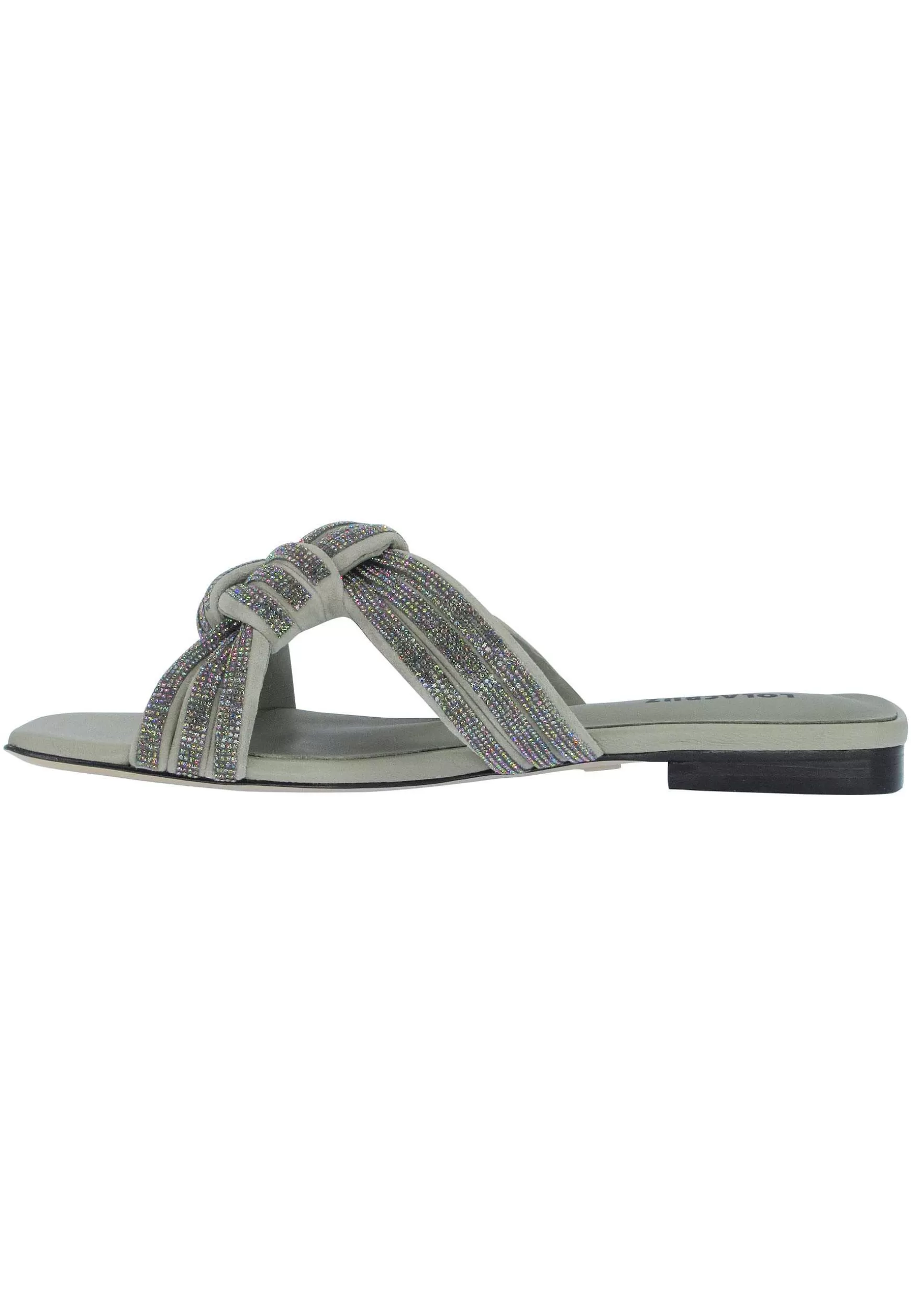 Sandali Flat Donna Karin In Pelle Verde Con Strass Senza Cinturini*Lola Cruz Cheap