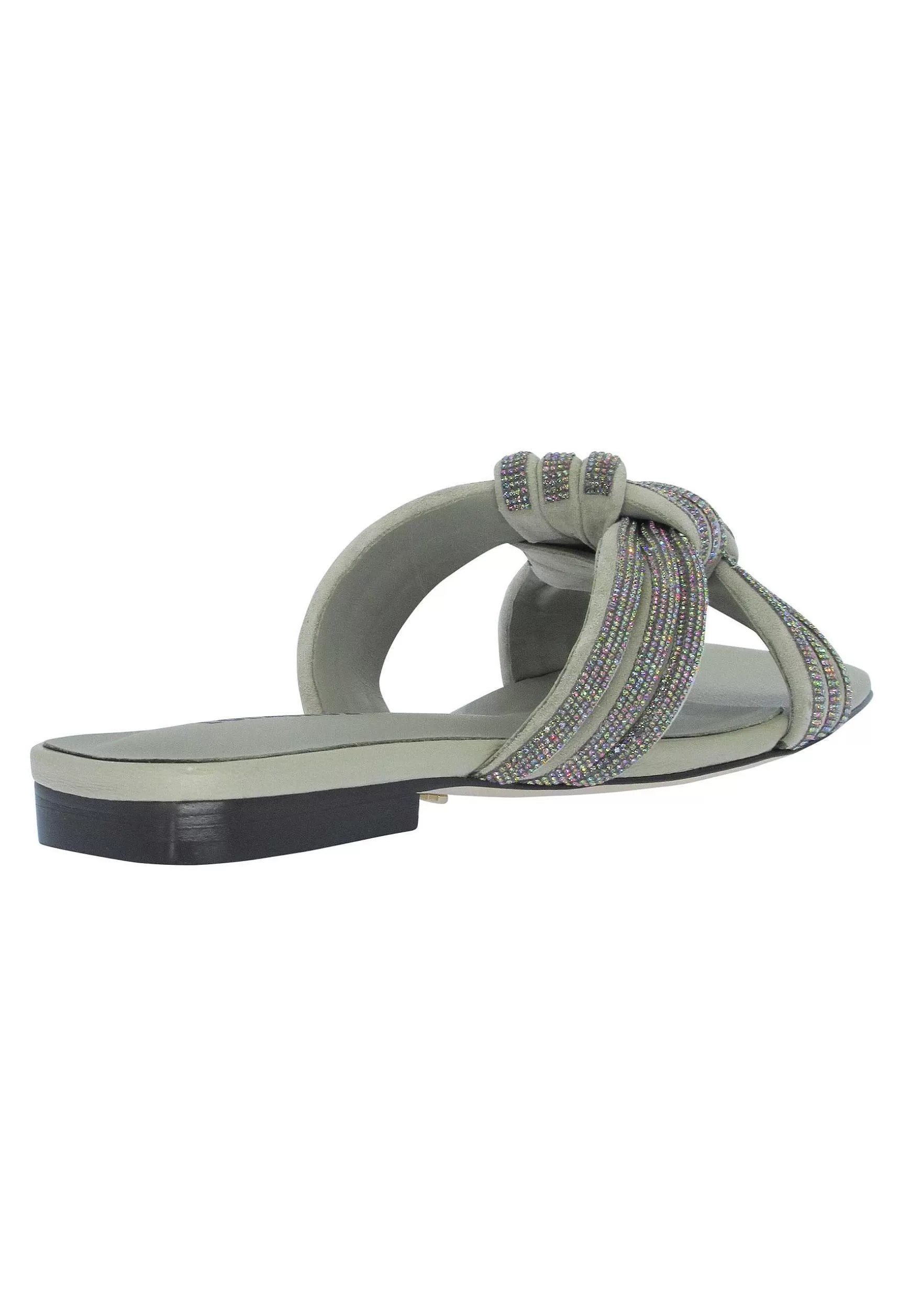 Sandali Flat Donna Karin In Pelle Verde Con Strass Senza Cinturini*Lola Cruz Cheap