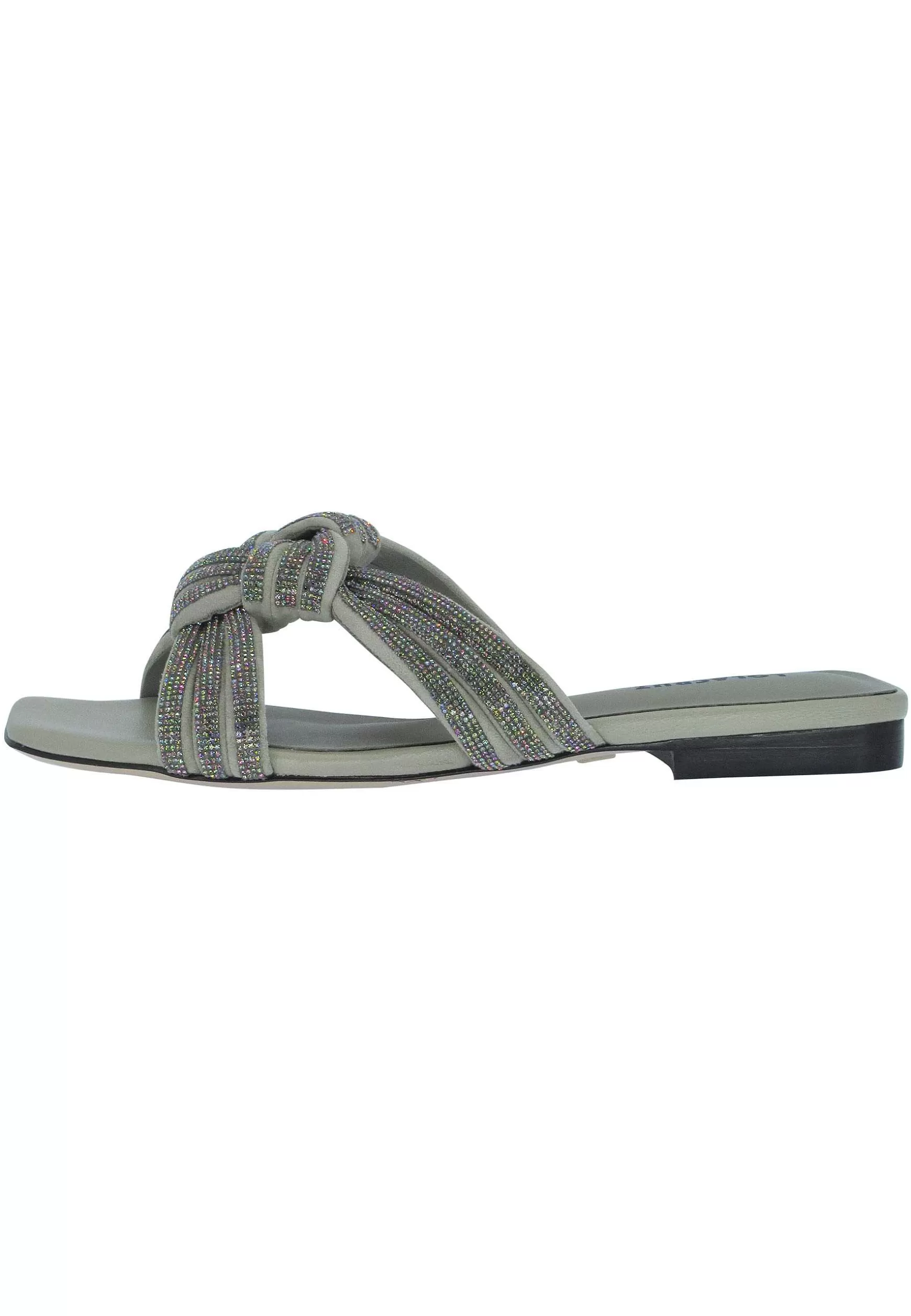 Sandali Flat Donna Karin In Pelle Verde Con Strass Senza Cinturini*Lola Cruz Cheap