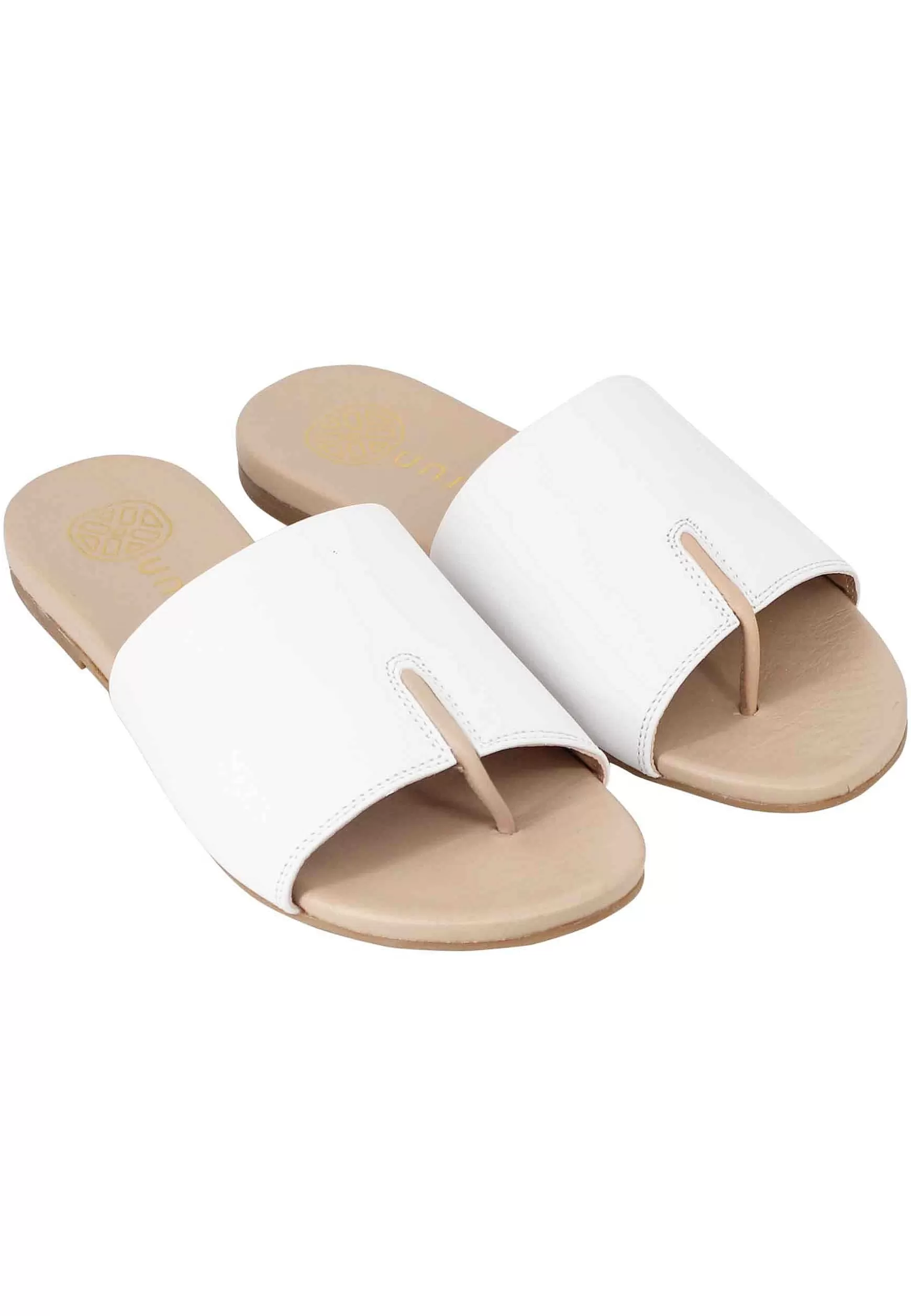 Sandali Flat Infradio Donna In Pelle Bianca Con Suola In Gomma*Unisa Discount