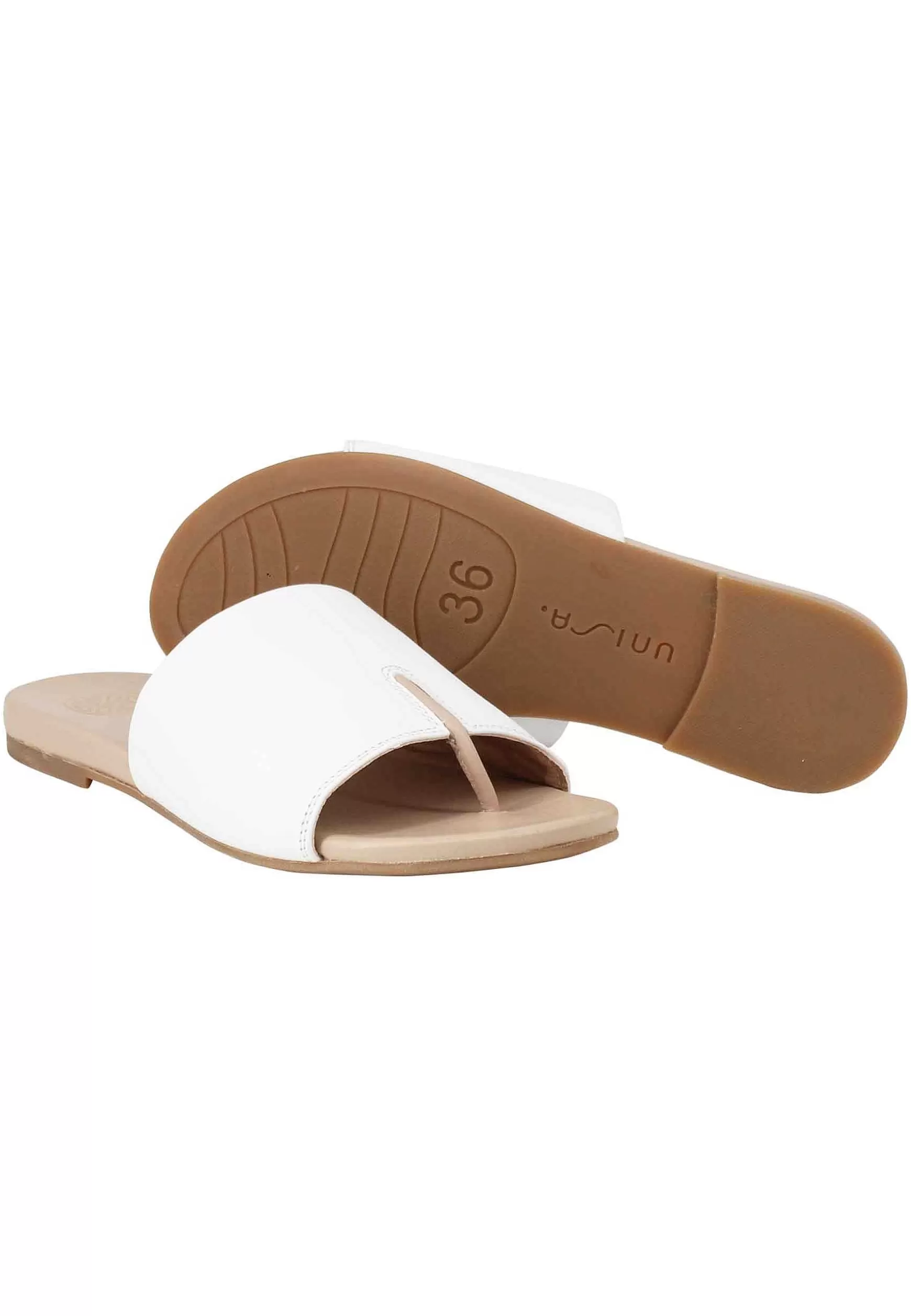 Sandali Flat Infradio Donna In Pelle Bianca Con Suola In Gomma*Unisa Discount