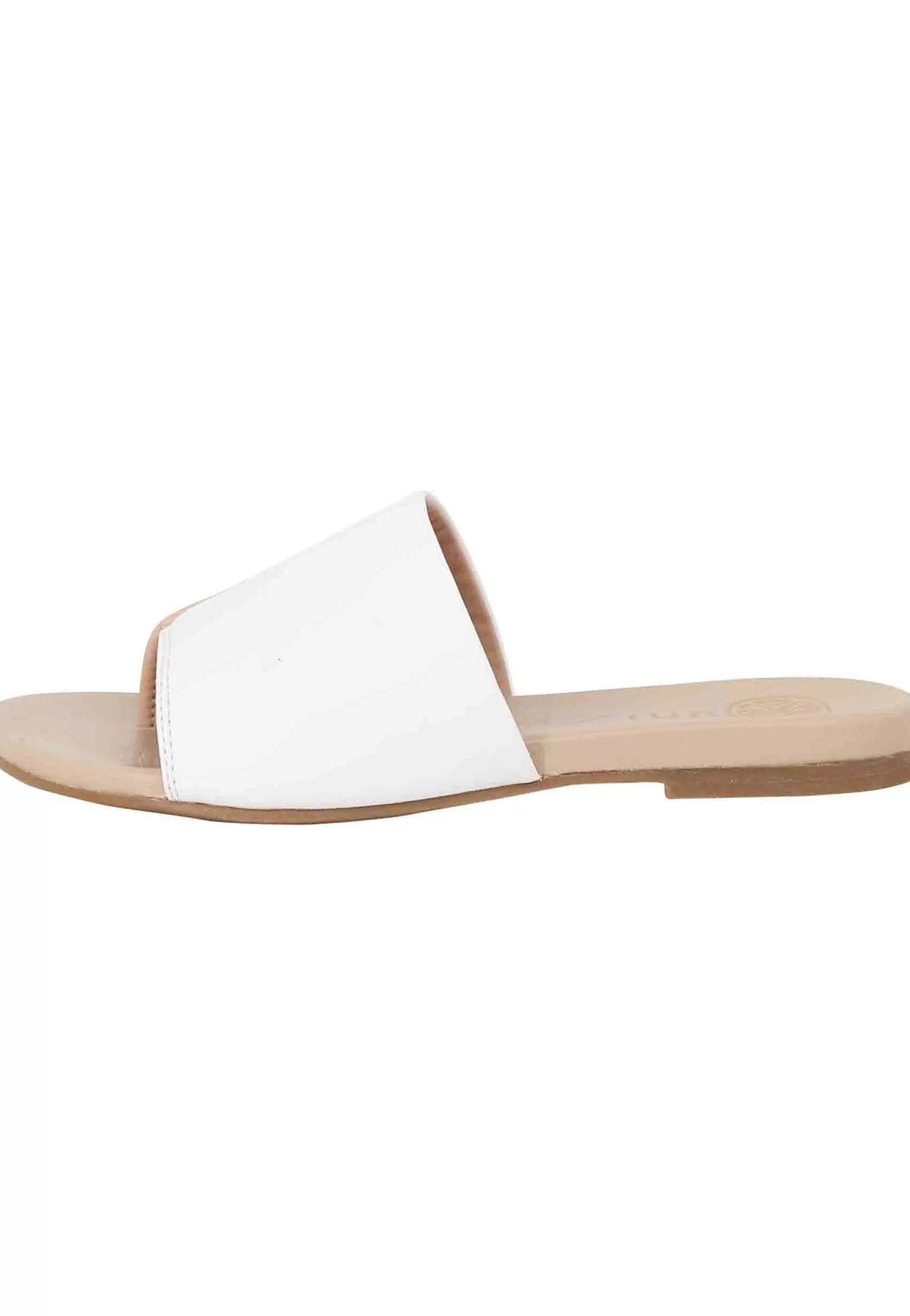 Sandali Flat Infradio Donna In Pelle Bianca Con Suola In Gomma*Unisa Discount