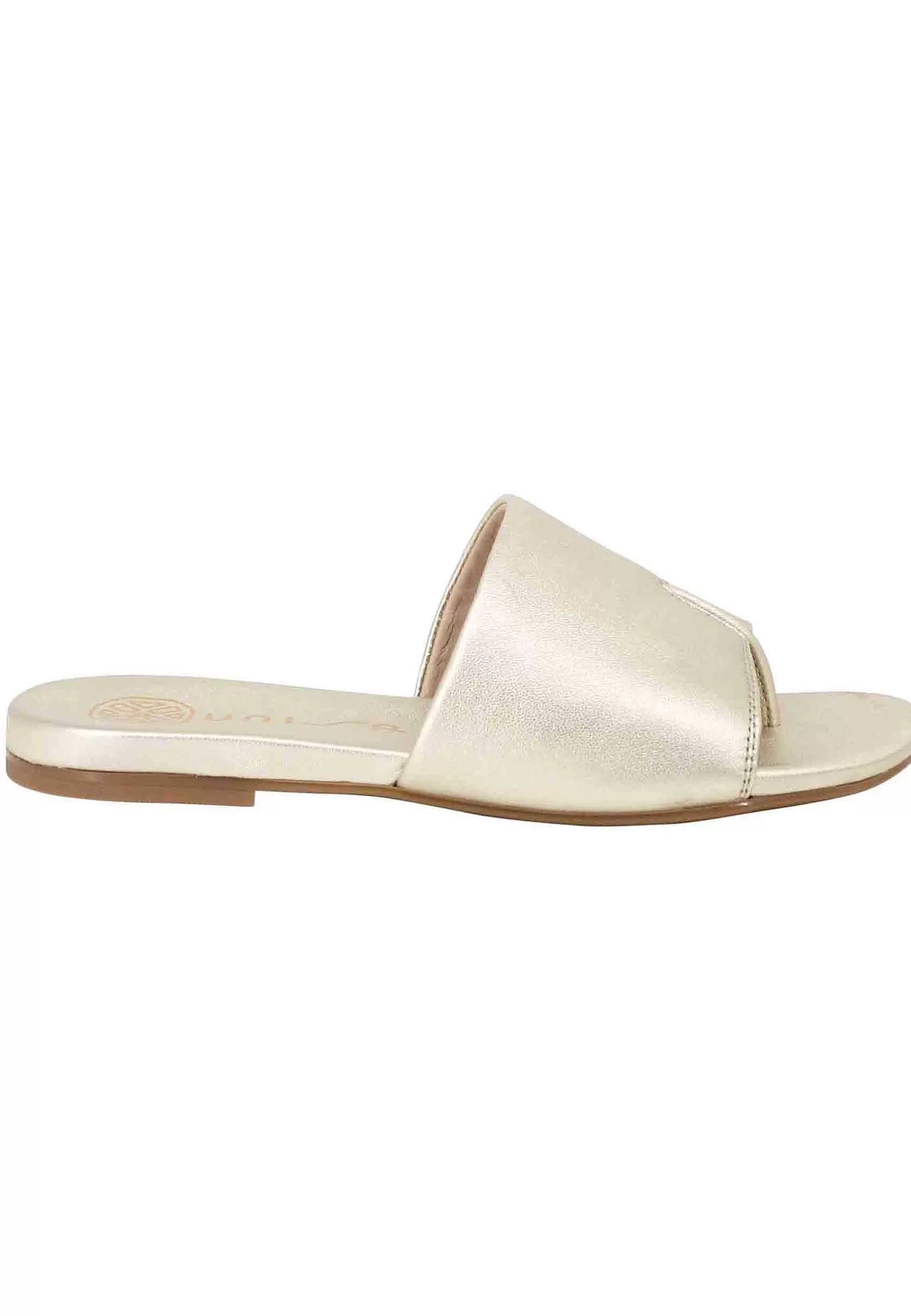 Sandali Flat Infradio Donna In Pelle Laminata Platino Con Suola In Gomma*Unisa Cheap