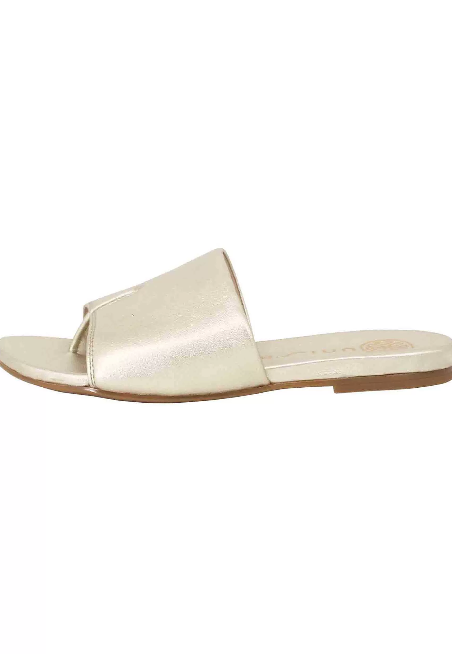 Sandali Flat Infradio Donna In Pelle Laminata Platino Con Suola In Gomma*Unisa Cheap