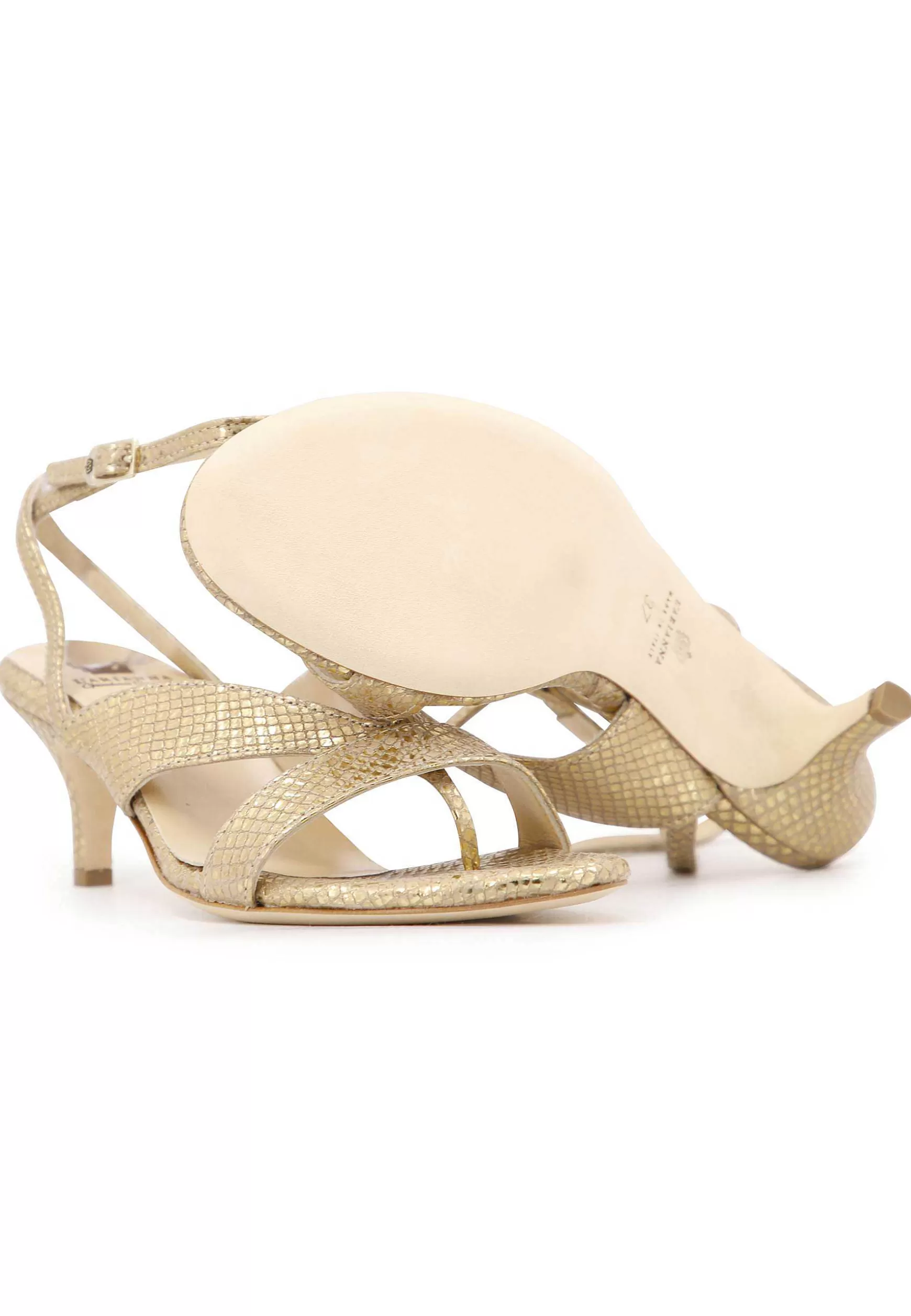 Sandai Infradito Donna In Pee aminata Oro Con Cinturino Aa Cavigia*L New