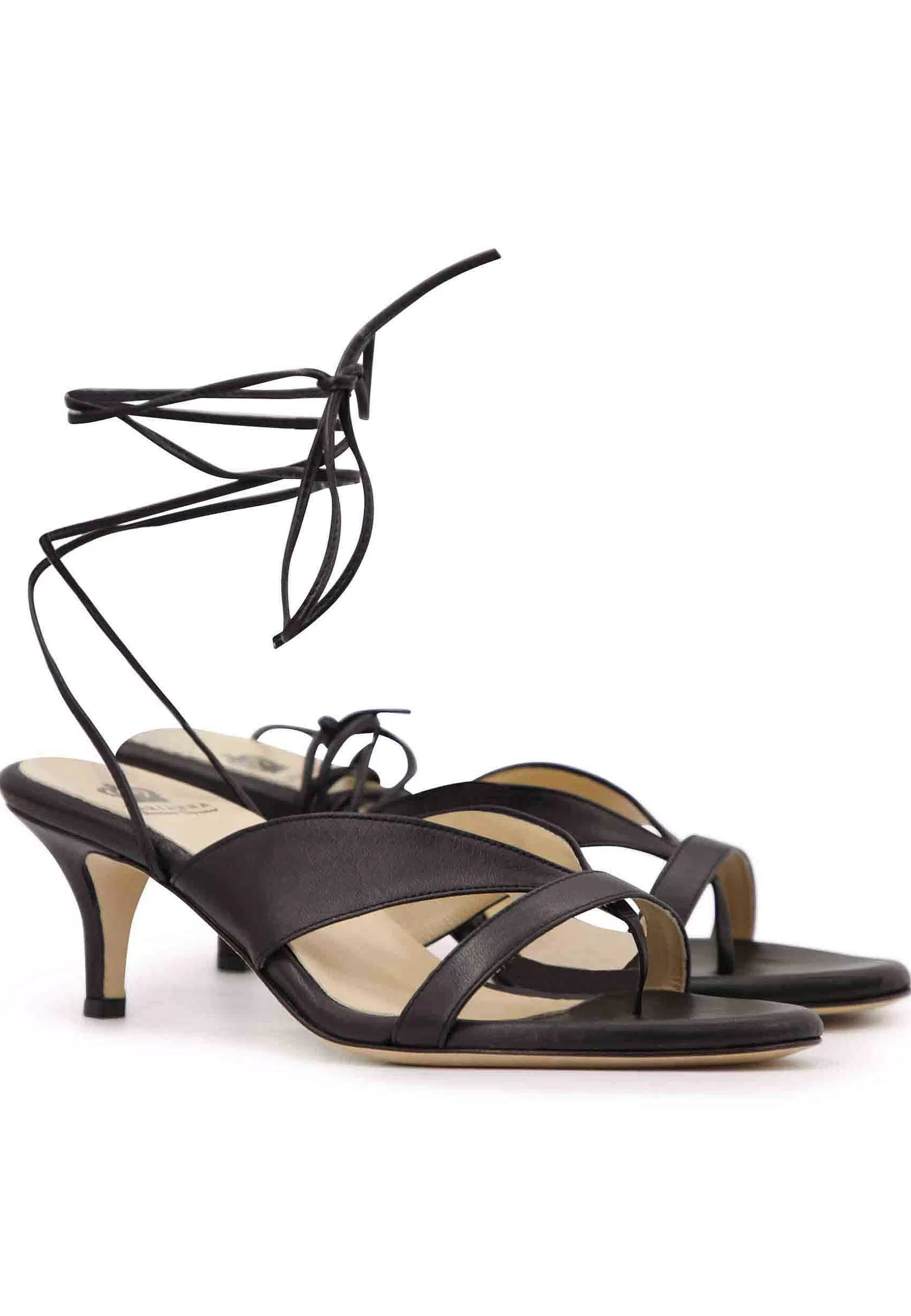 Sandai Infradito Donna In Pee Nera Con accetti Aa Cavigia E Suoa In Cuoio*L Fashion
