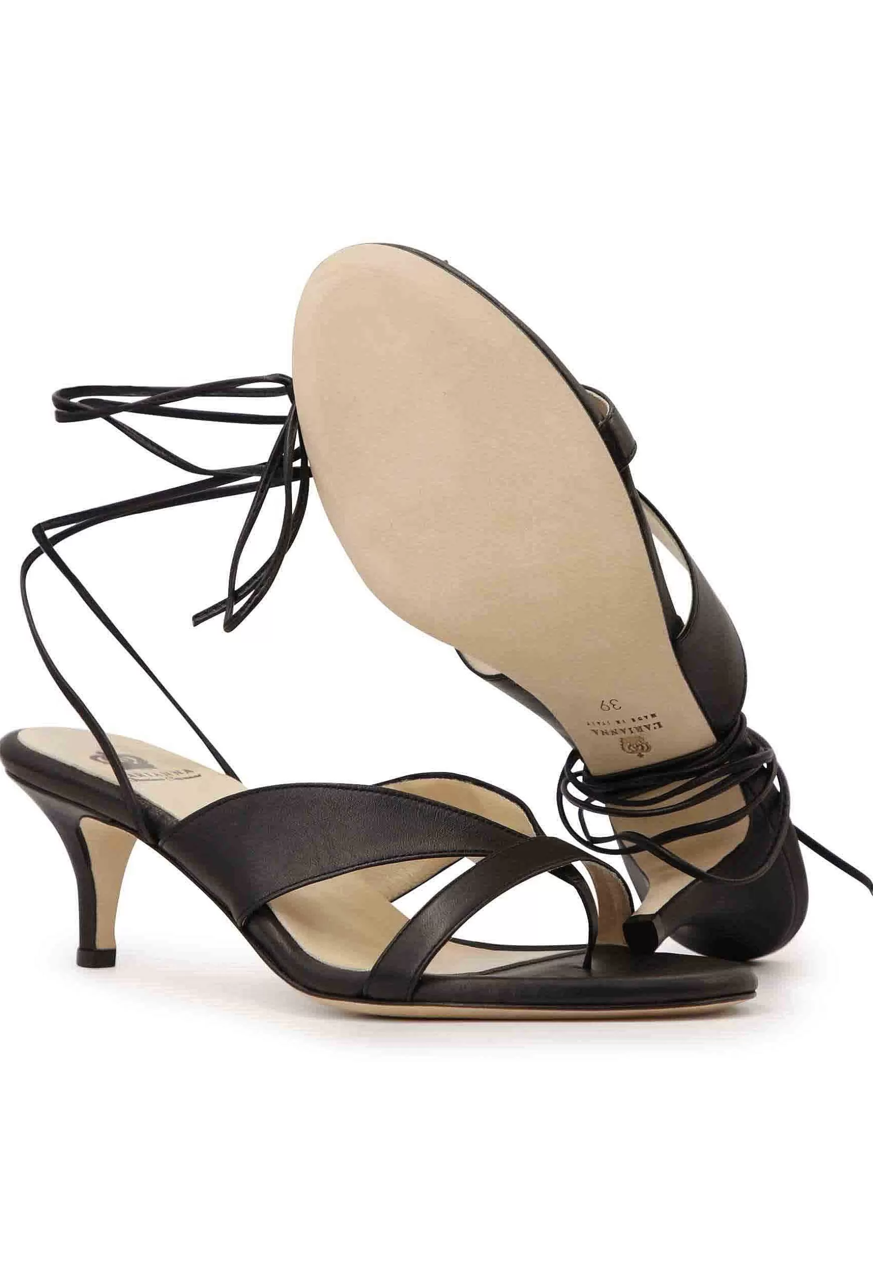 Sandai Infradito Donna In Pee Nera Con accetti Aa Cavigia E Suoa In Cuoio*L Fashion