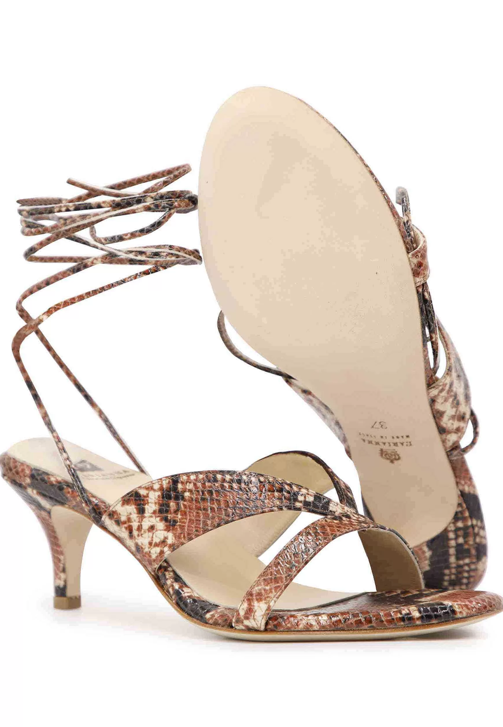 Sandai Infradito Donna In Pee Stampata Marrone Con accetti Aa Cavigia E Suoa In Cuoio*L Discount