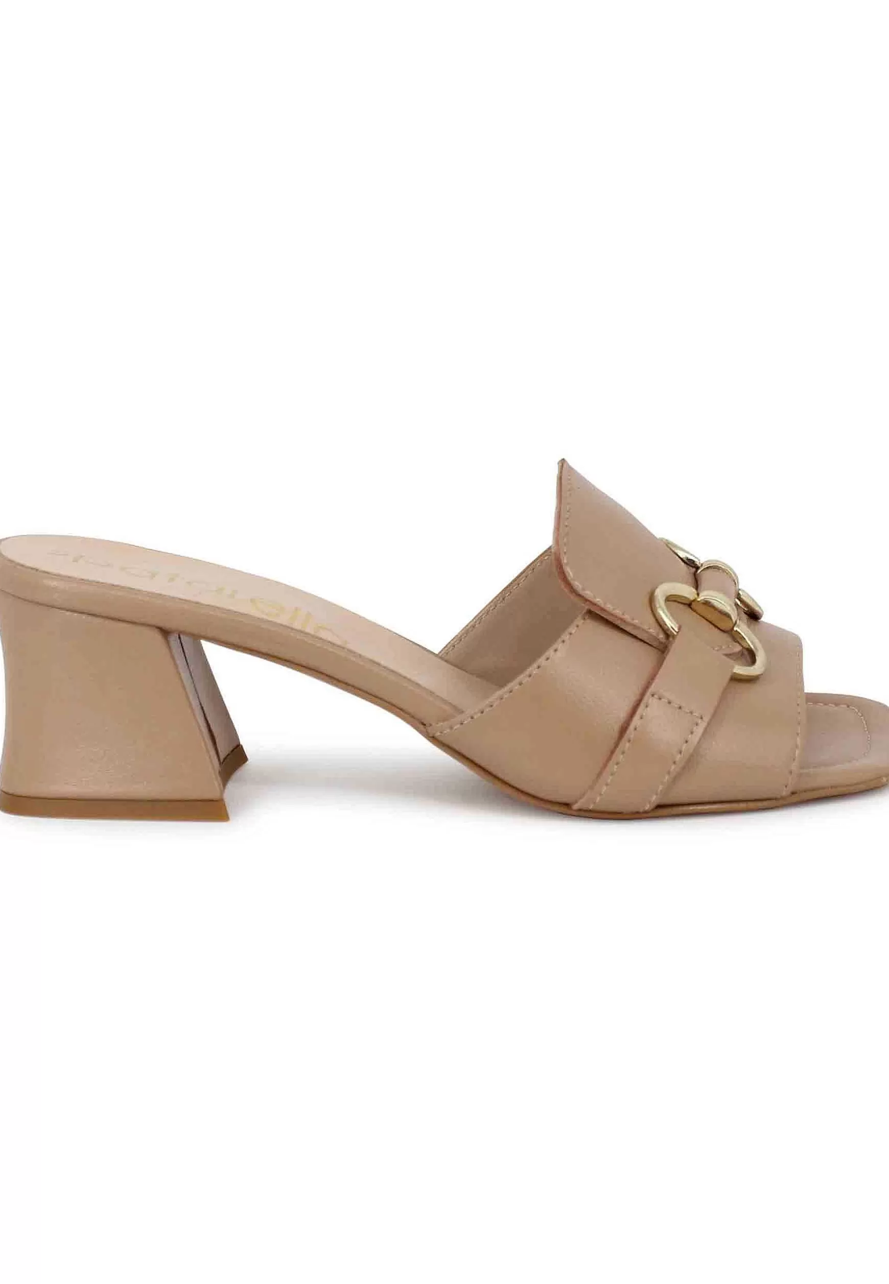 Sandali Scalzati Donna In Pelle Cuoio Con Accessorio In Tinta** Best Sale