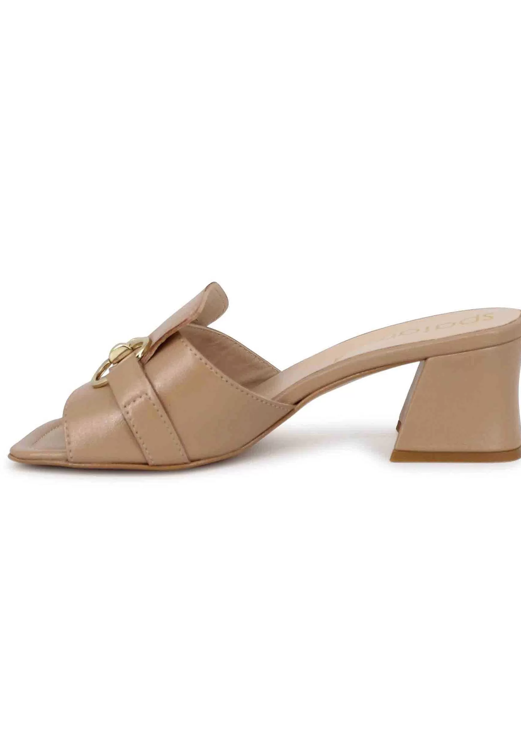 Sandali Scalzati Donna In Pelle Cuoio Con Accessorio In Tinta** Best Sale