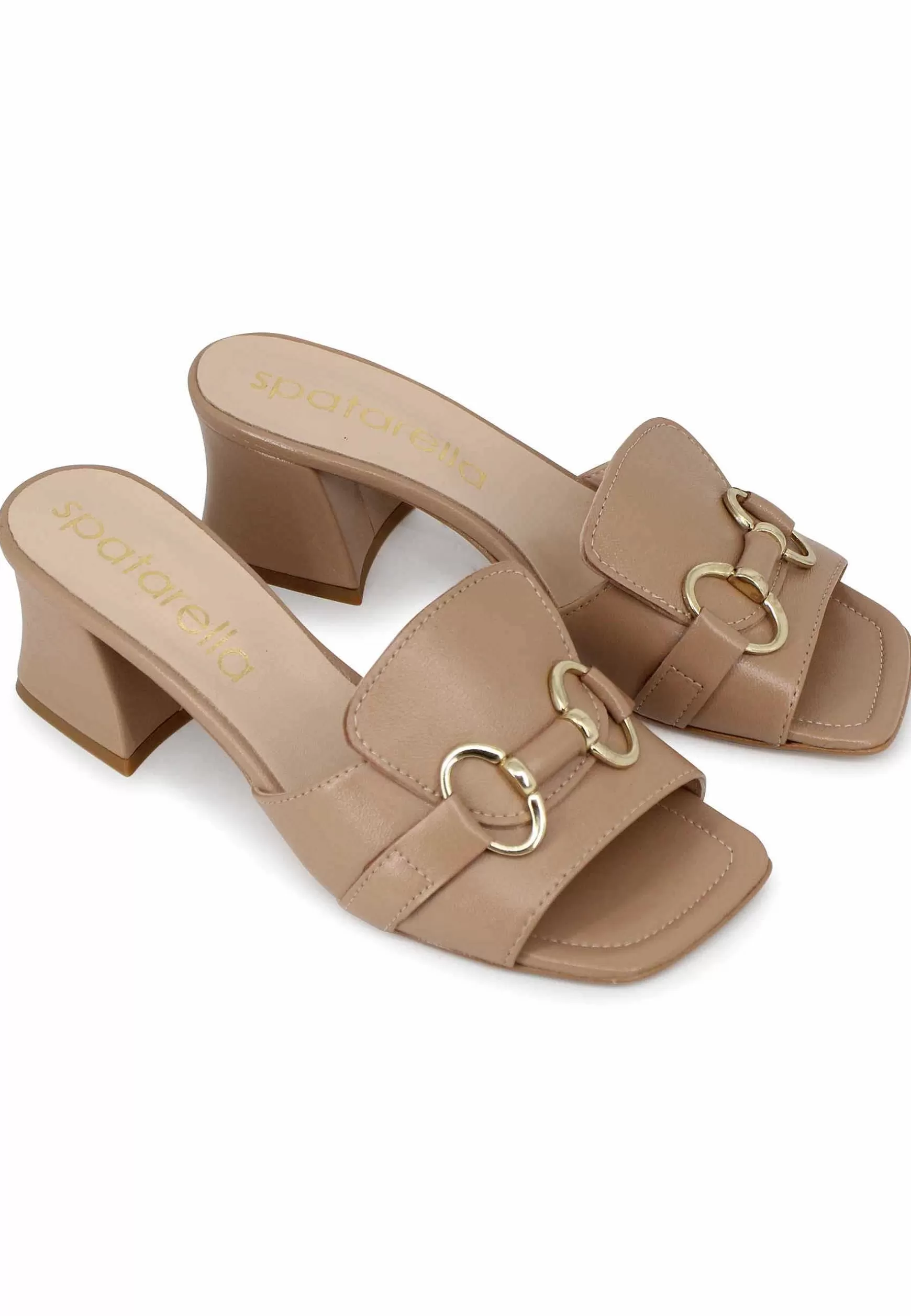 Sandali Scalzati Donna In Pelle Cuoio Con Accessorio In Tinta** Best Sale
