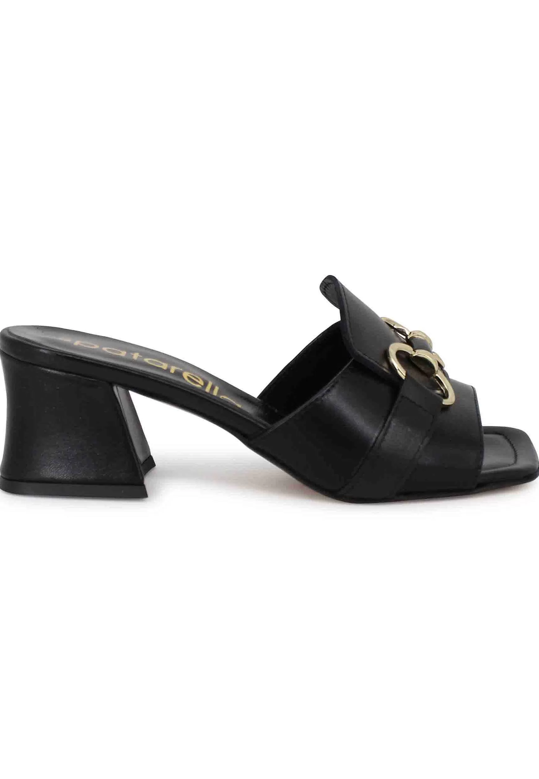 Sandali Scalzati Donna In Pelle Nera Con Accessorio In Tinta** Discount