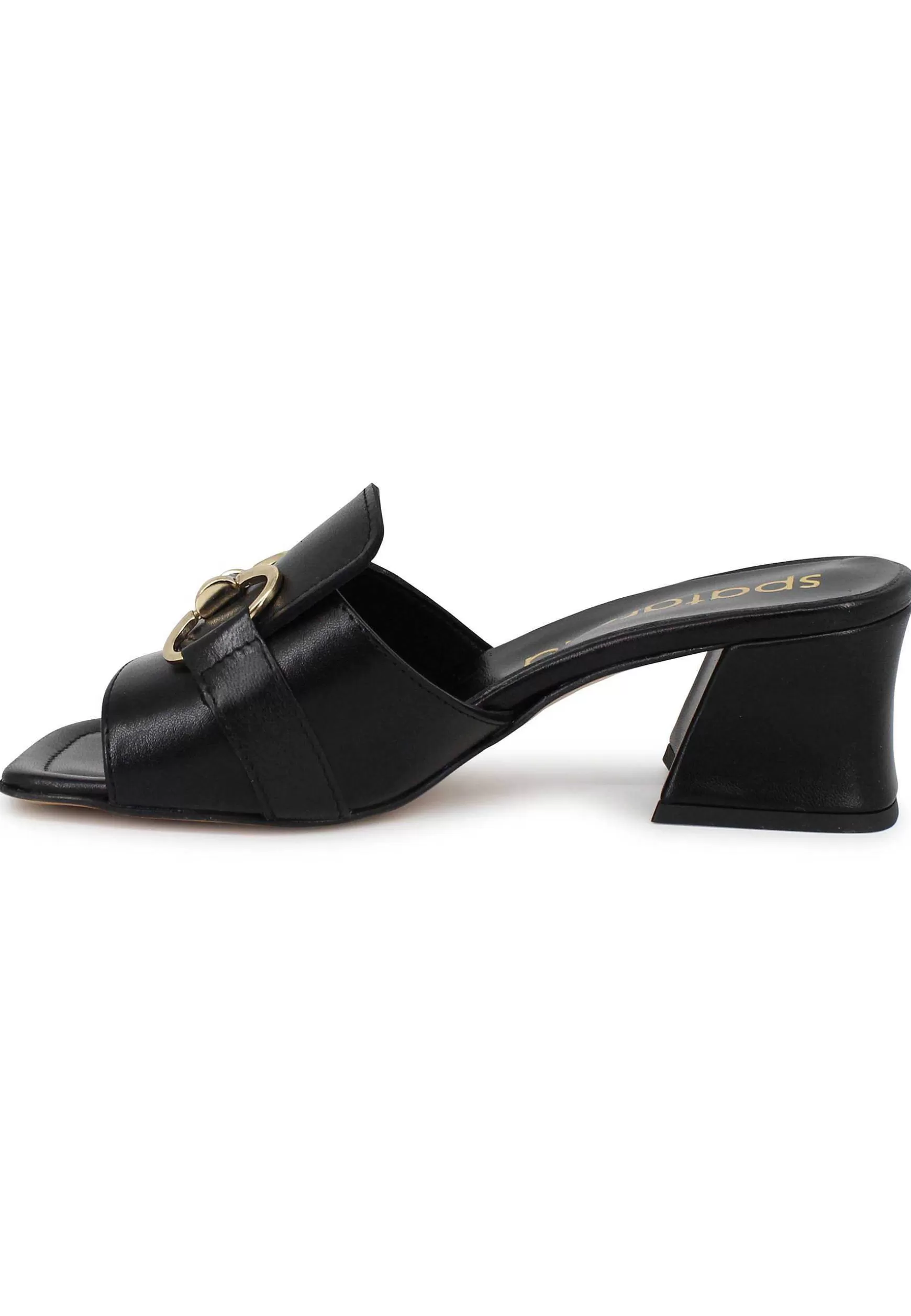 Sandali Scalzati Donna In Pelle Nera Con Accessorio In Tinta** Discount