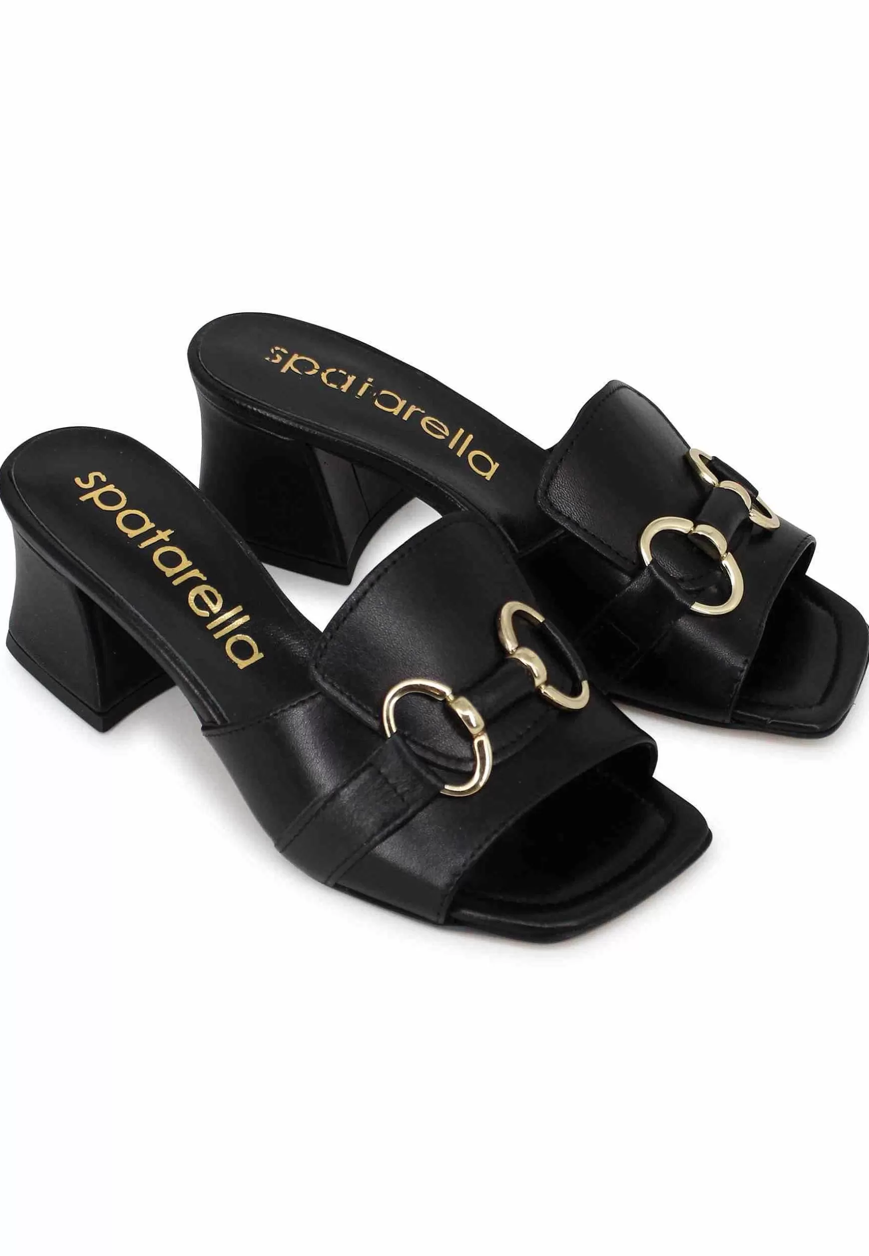 Sandali Scalzati Donna In Pelle Nera Con Accessorio In Tinta** Discount