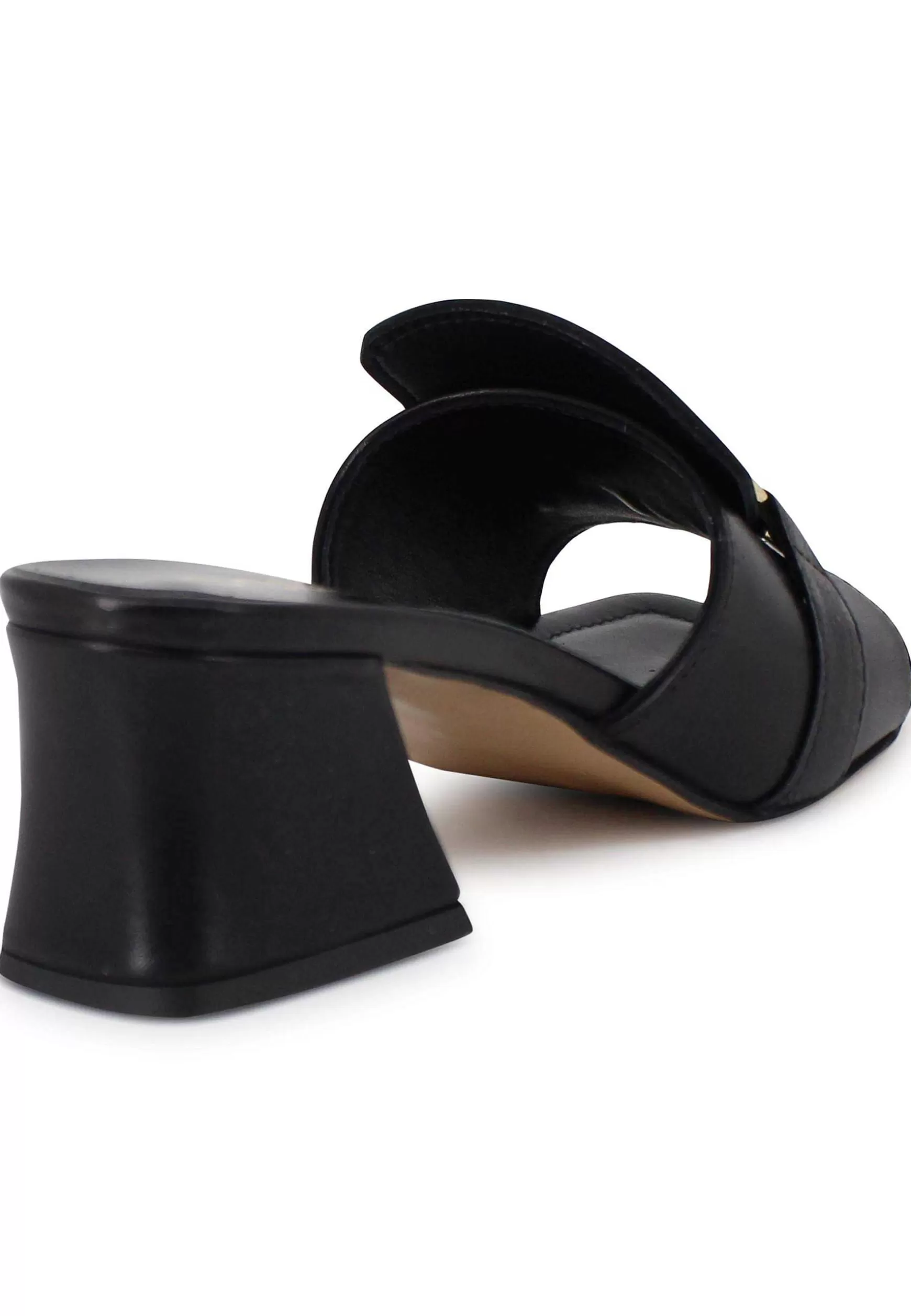 Sandali Scalzati Donna In Pelle Nera Con Accessorio In Tinta** Discount