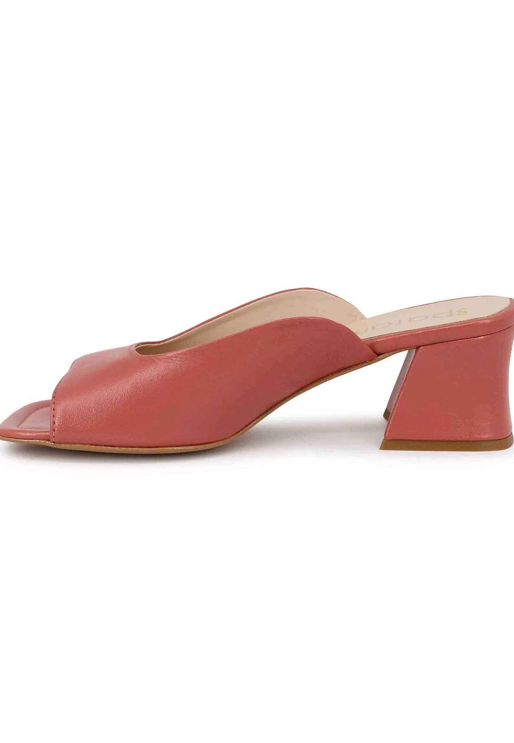 Sandali Scalzati Donna In Pelle Rosa Con Tacco In Tinta** Online