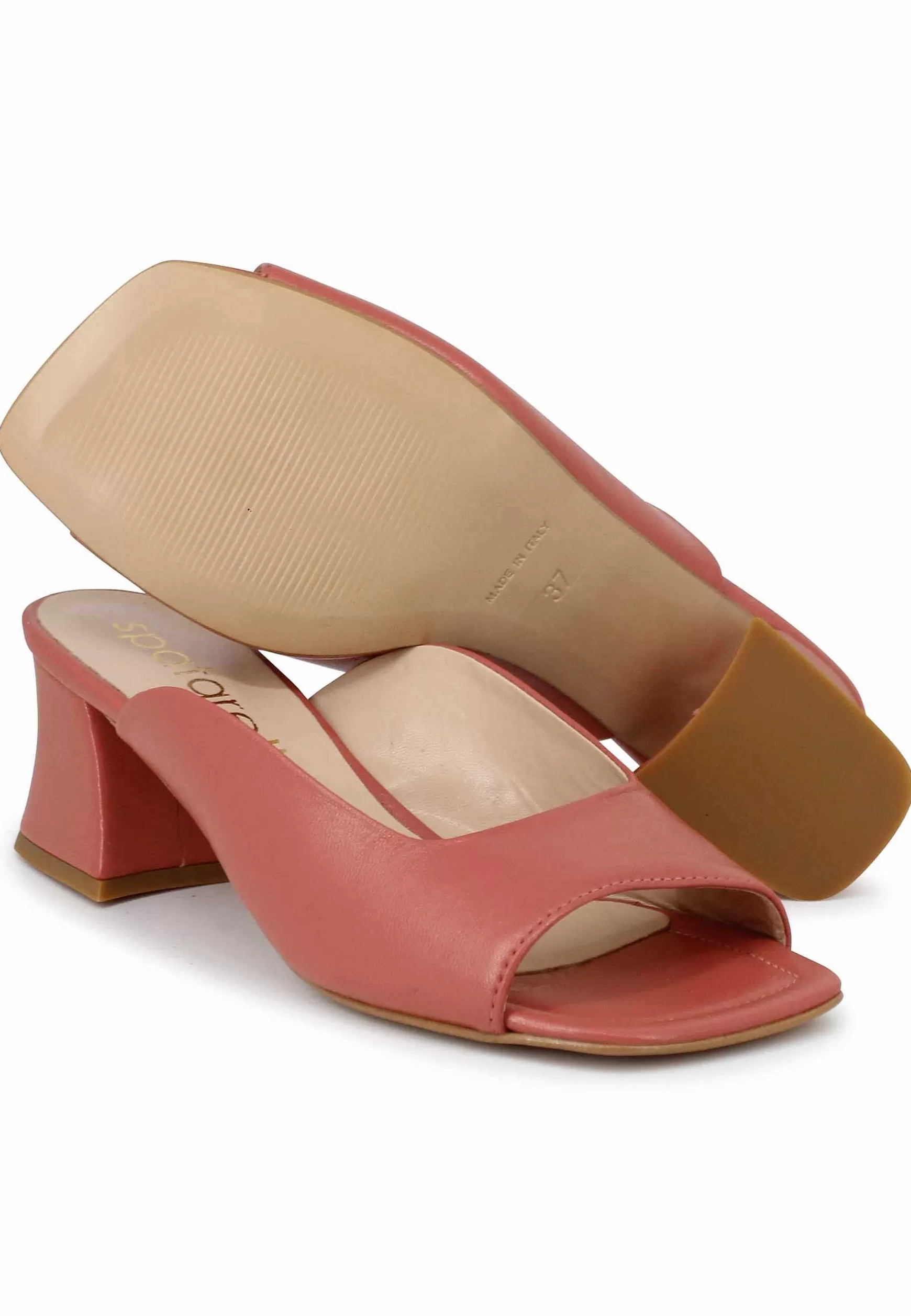 Sandali Scalzati Donna In Pelle Rosa Con Tacco In Tinta** Online