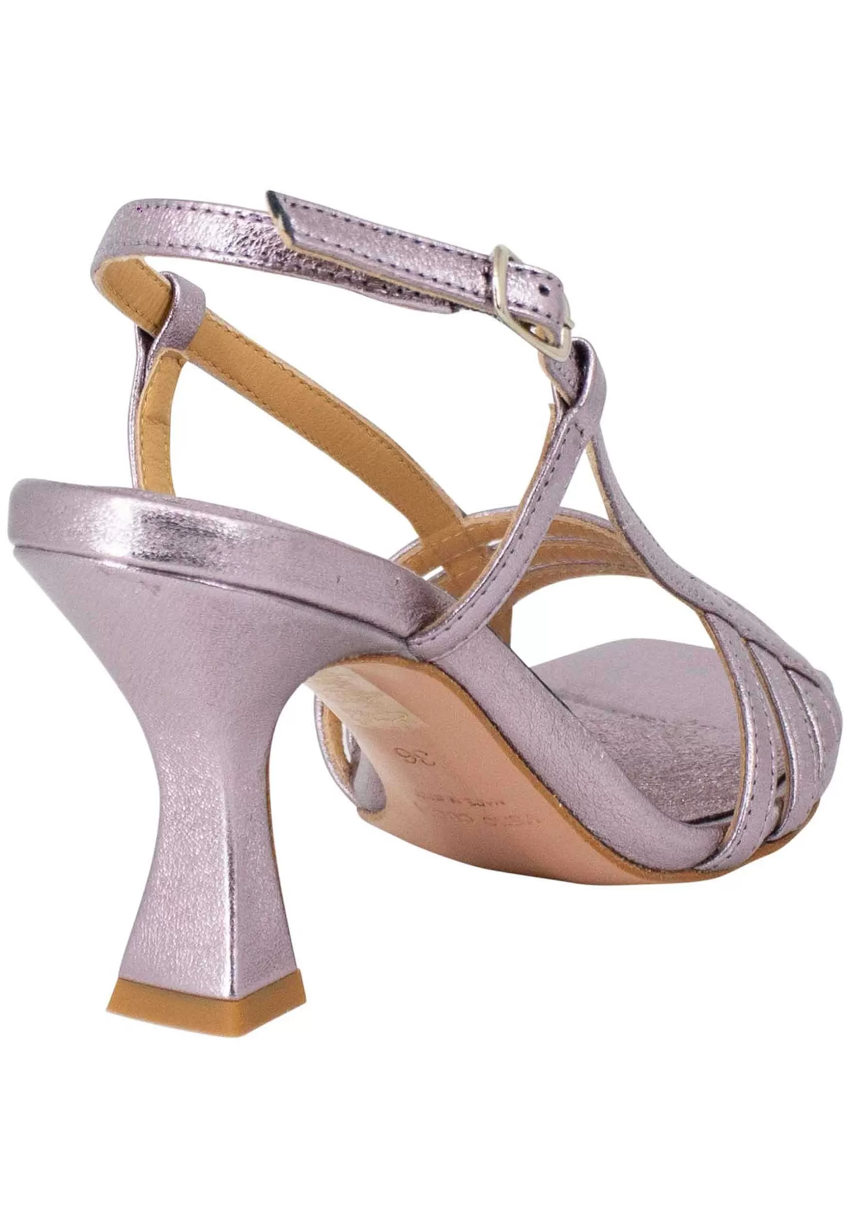 Sandali Silngback Donna In Pelle Laminata Lilla Con Tacco Alto E Punta Quadra** Online