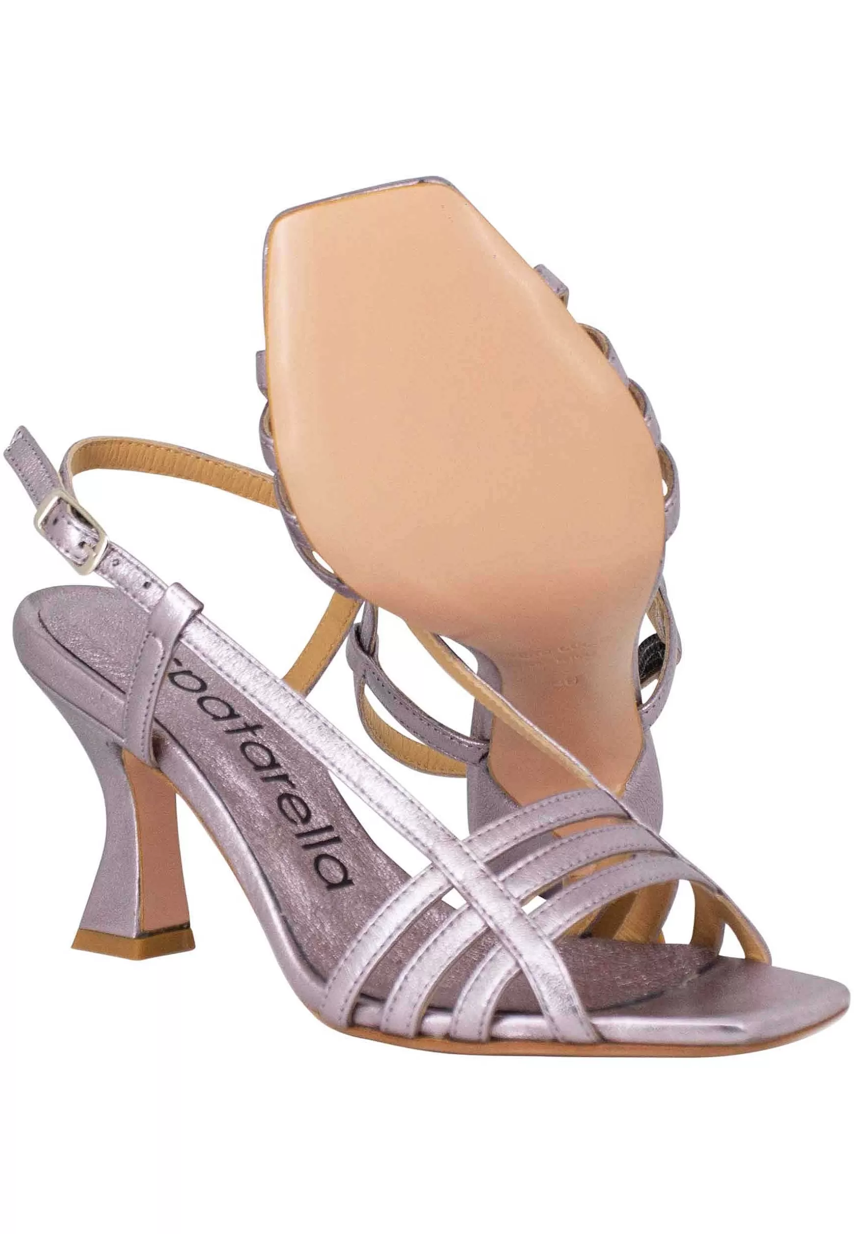 Sandali Silngback Donna In Pelle Laminata Lilla Con Tacco Alto E Punta Quadra** Online