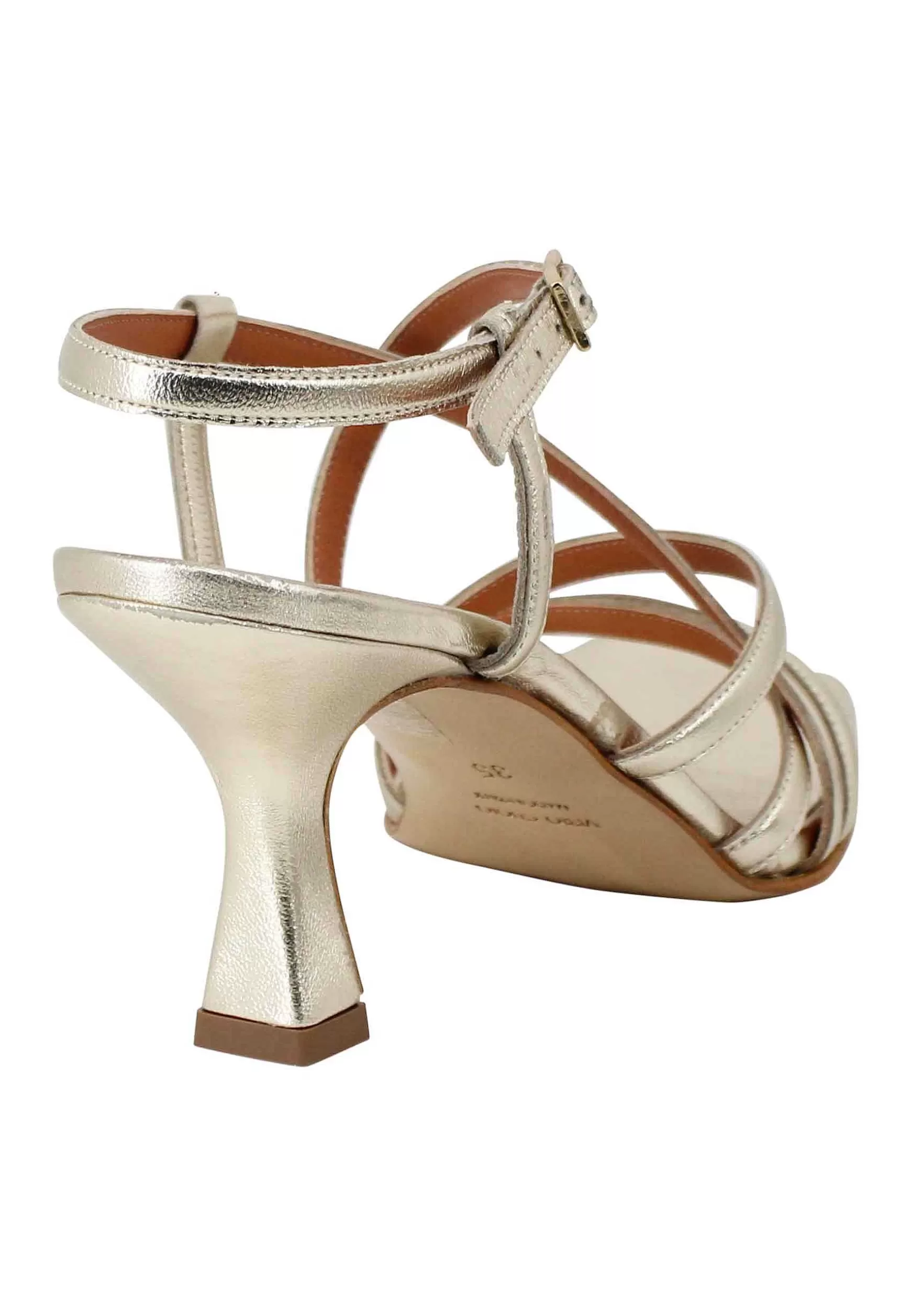 Sandali Slignback Donna In Pelle Laminata Platino Con Tacco Alto E Punta Quadra*Tattoo Hot