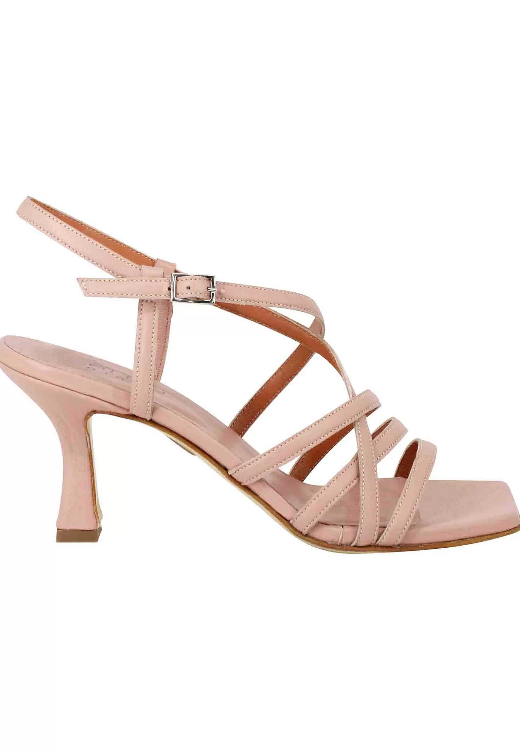 Sandali Slignback Donna In Pelle Nude Con Tacco Alto E Punta Quadra*Tattoo New
