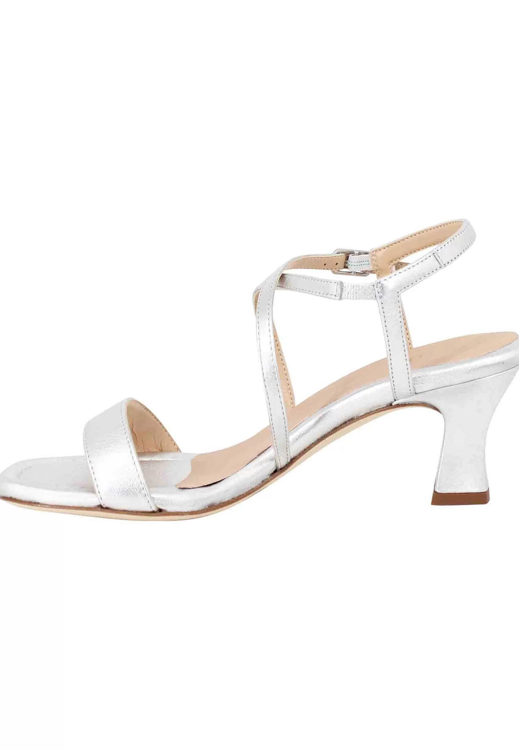 Sandali Slingback Da Donna In Pelle Argento Con Suola In Cuoio E Punta Quadra*Unisa Flash Sale